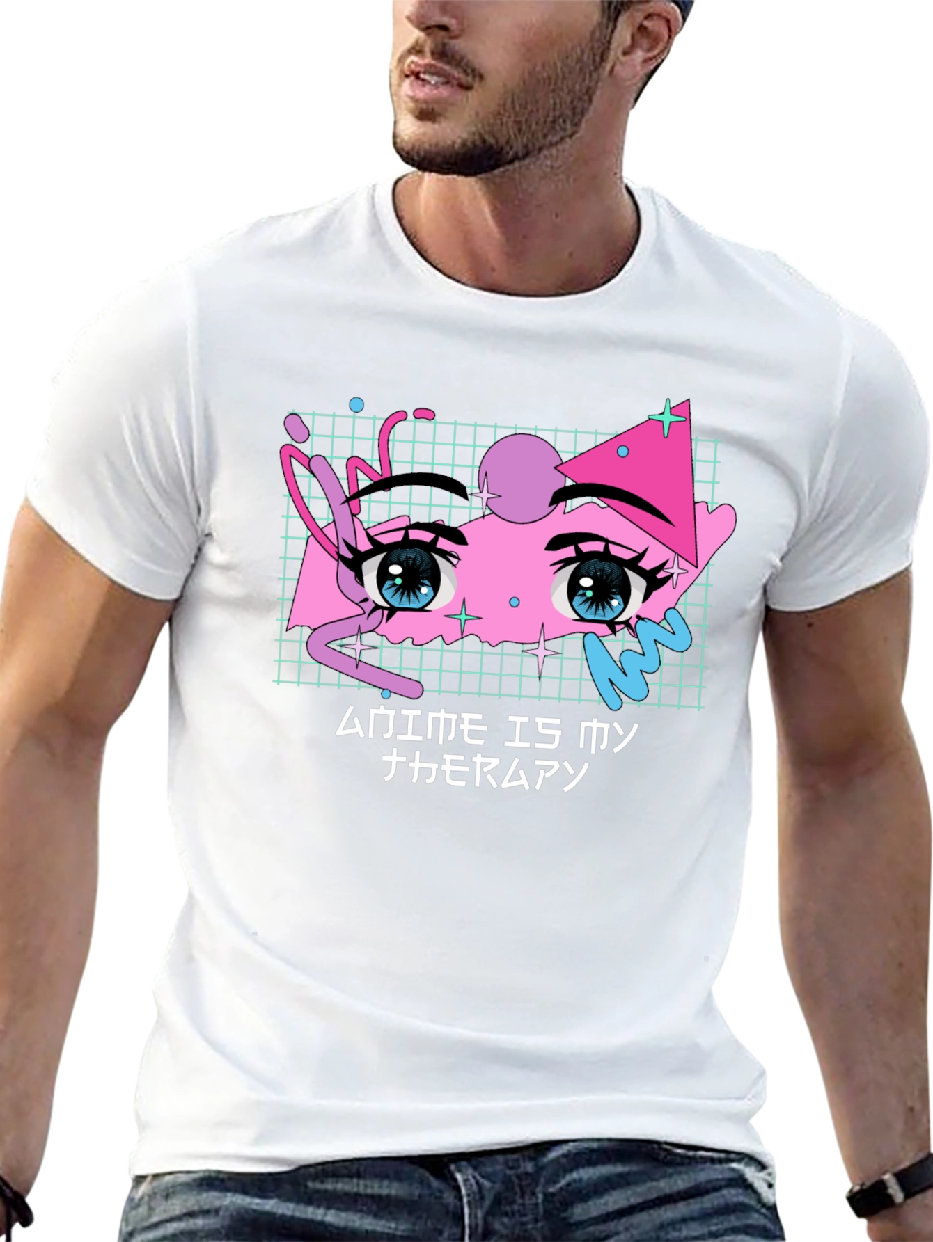 Anime Eyes Graphic Black T-Shirt