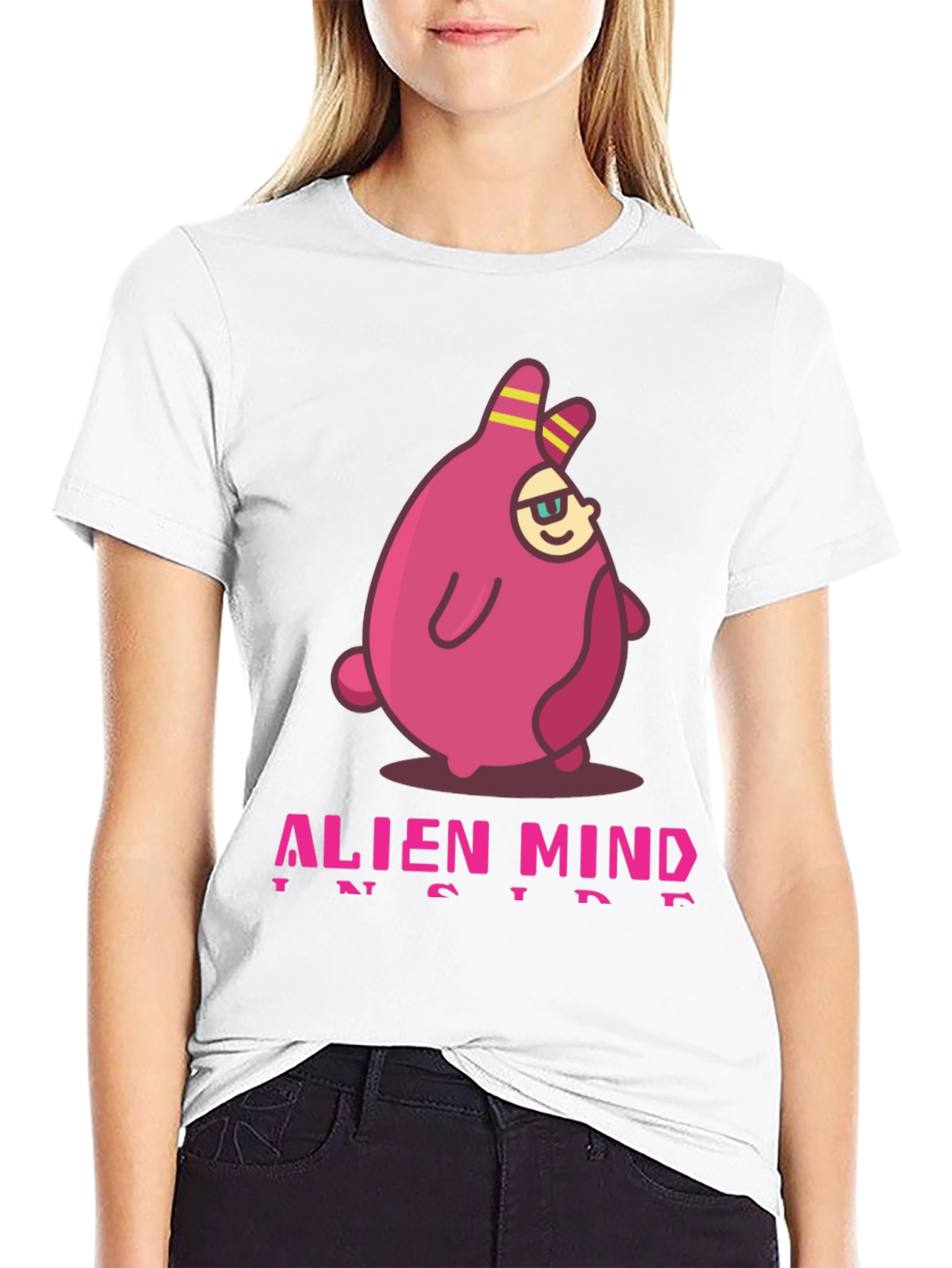 Alien Mind Inside Graphic Print Black T-Shirt