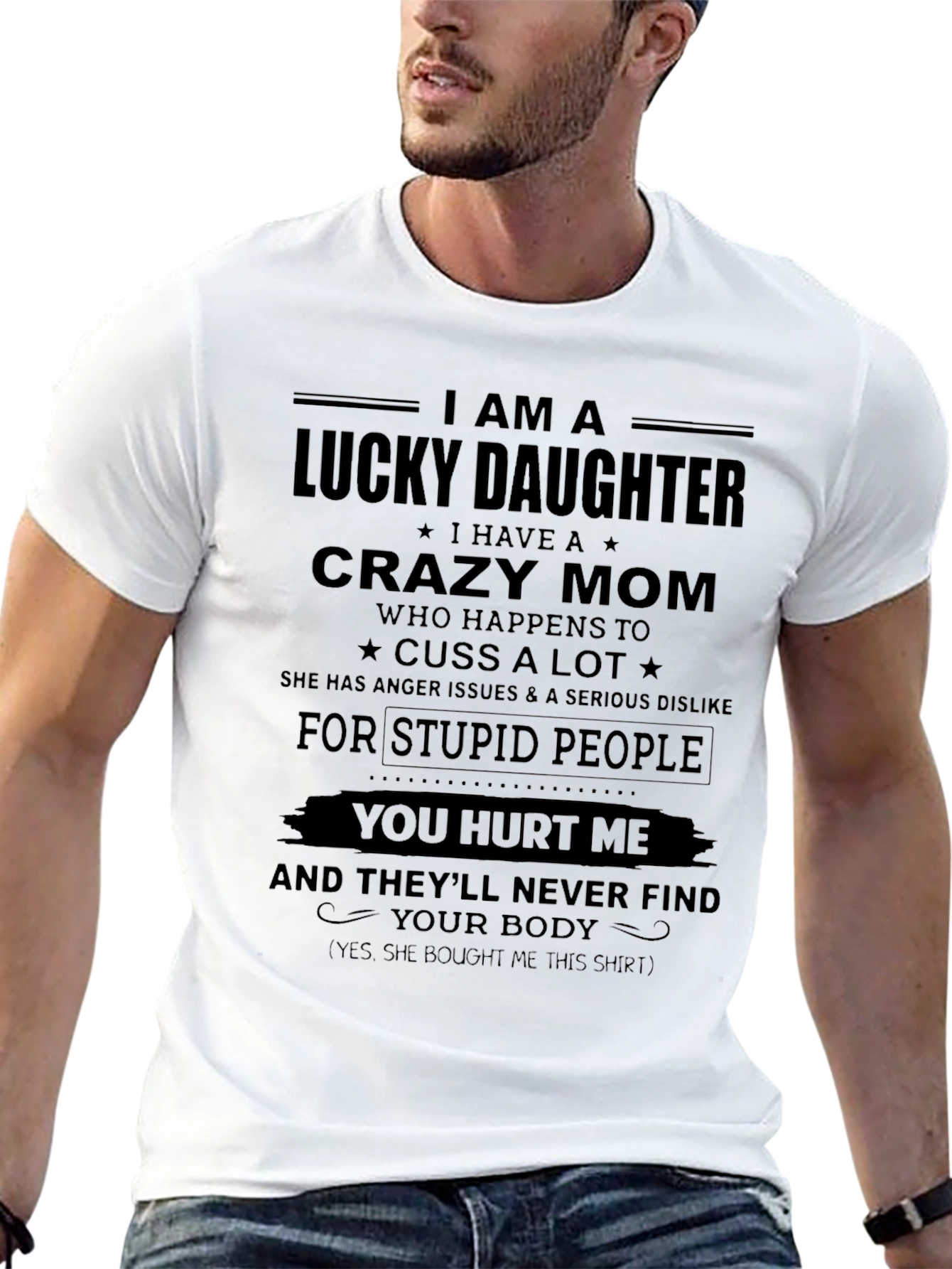 Lucky Daughter Crazy Mom Graphic Tee