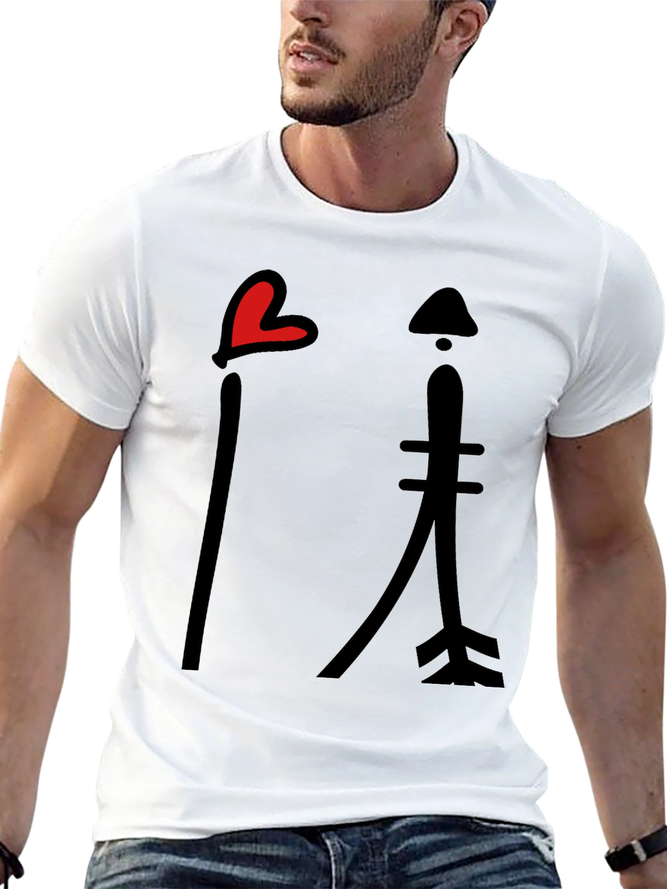 Heart & Arrow Graphic Tee - Casual Black T-Shirt