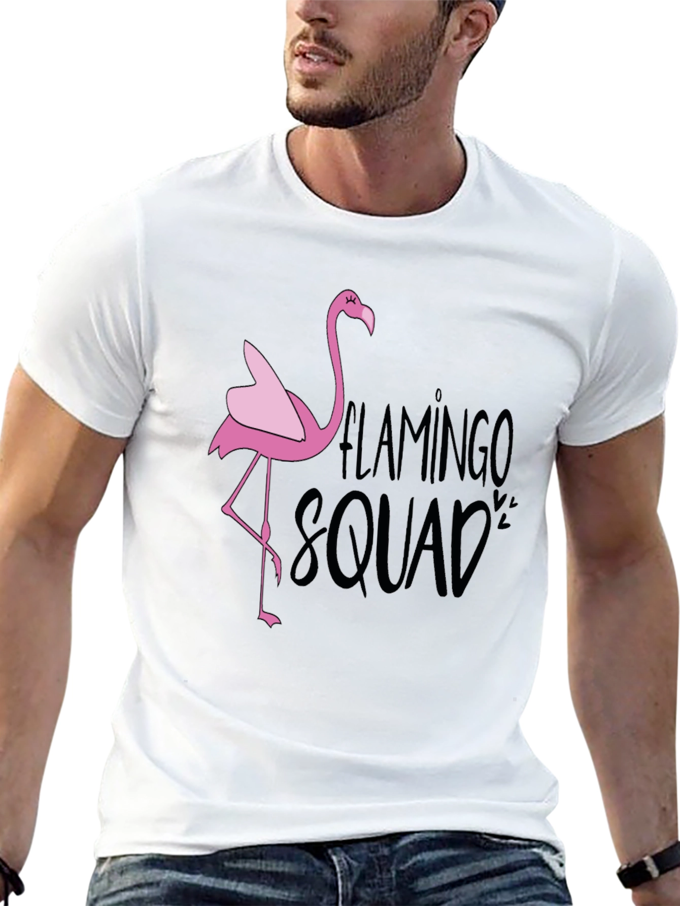 Flamingo Squad Graphic T-Shirt - Black Casual Tee