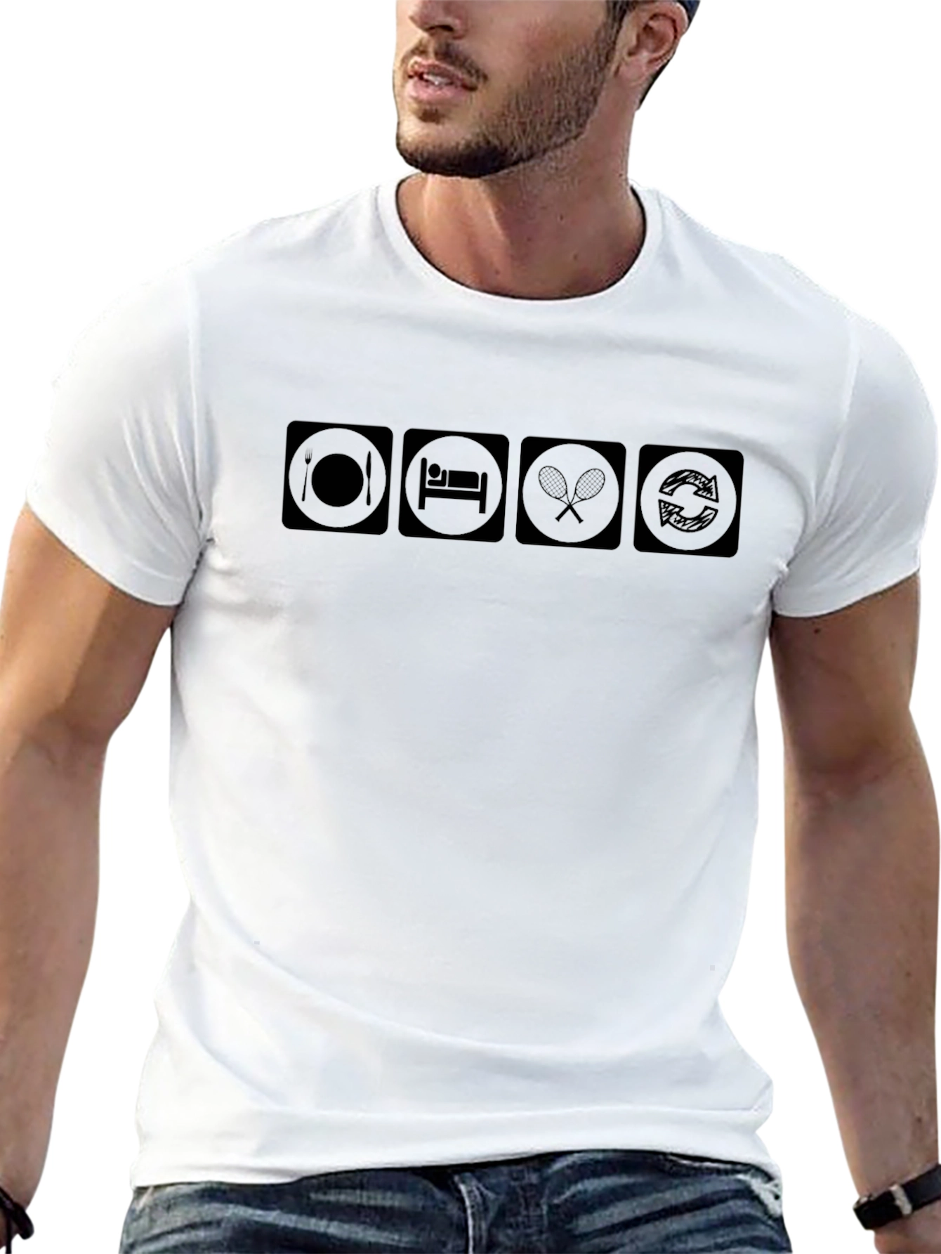 Eat Sleep Tennis Repeat - Black Graphic Tee