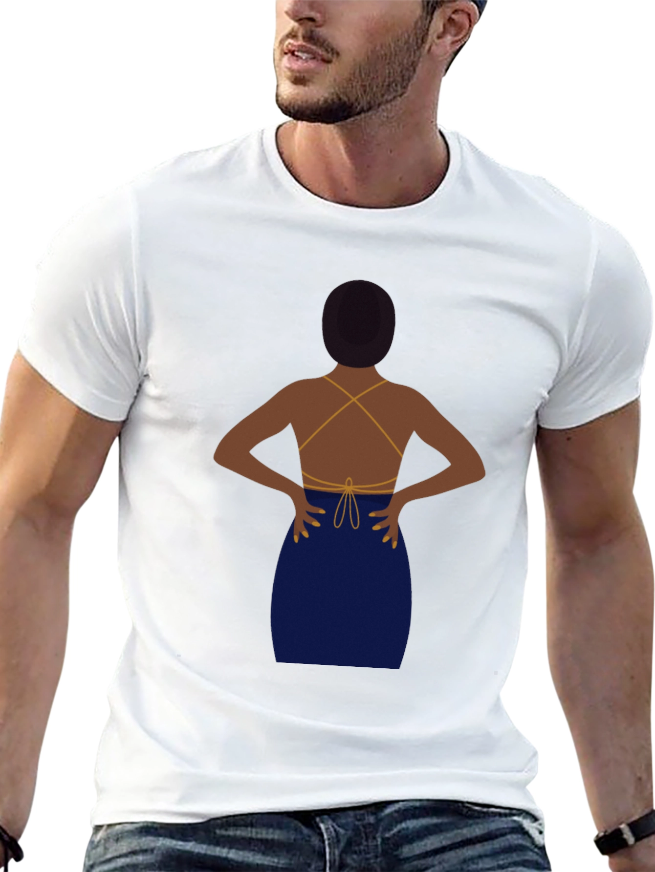 Black T-Shirt with Backless Dress Graphic
