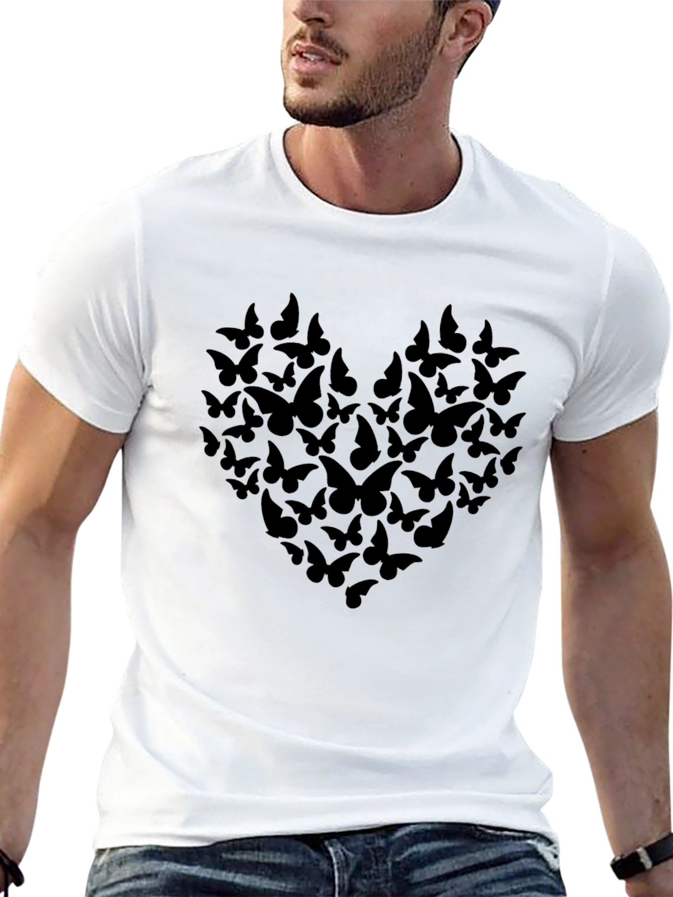 Butterfly Heart Graphic Tee - Black
