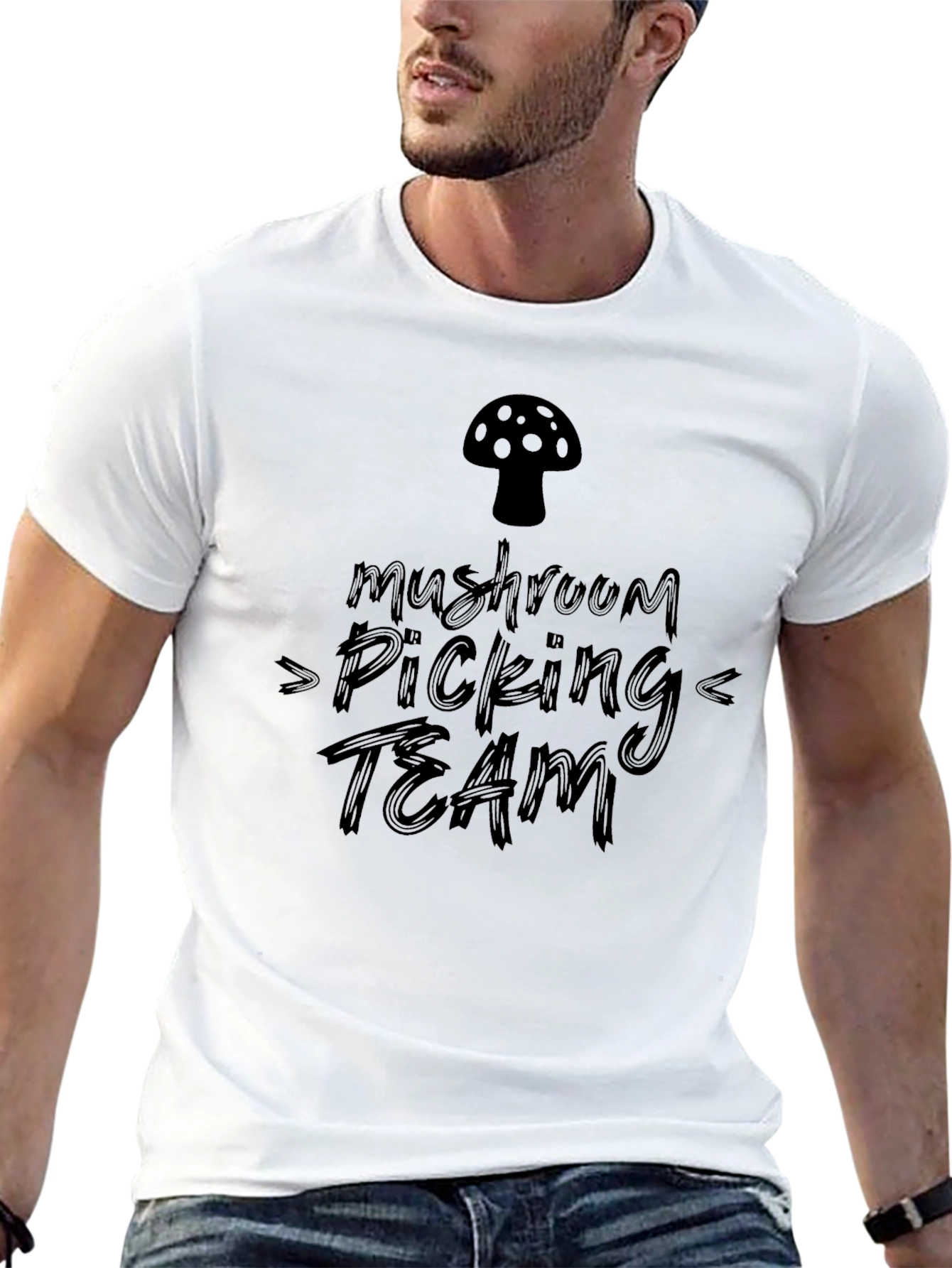 Mushroom Picking Team Black Graphic Tee