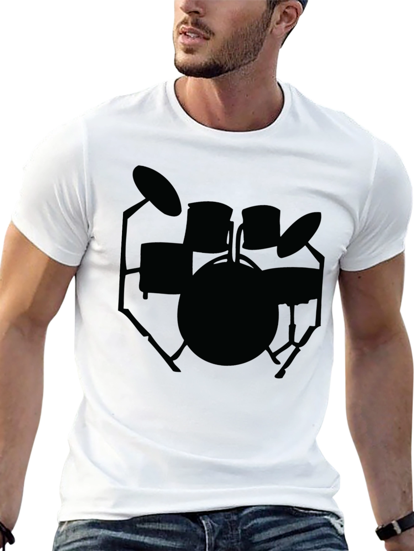Drum Kit Graphic Tee - Musicians Black Cotton T-Shirt