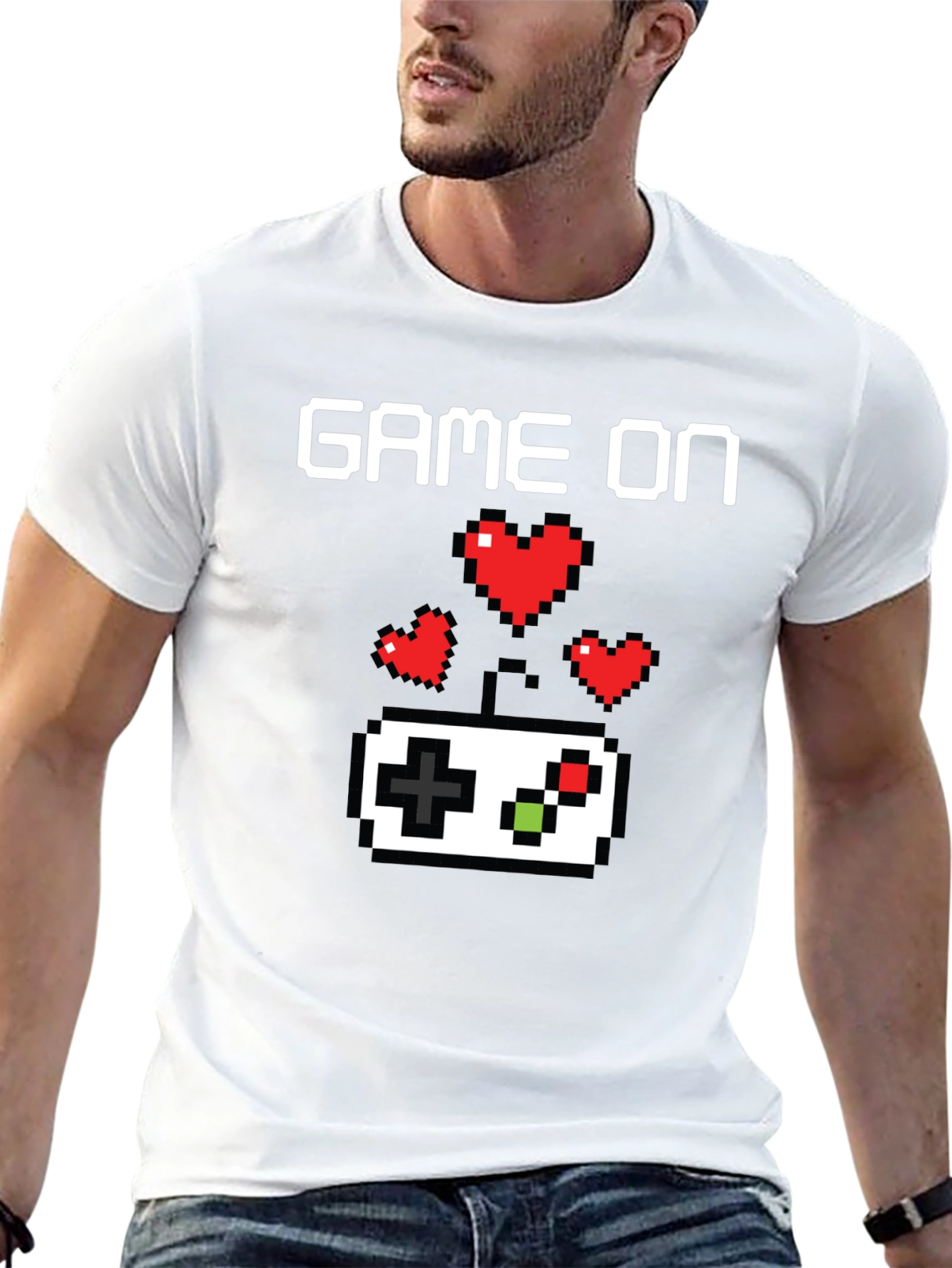Game On Pixel Art Gamer T-Shirt - Black