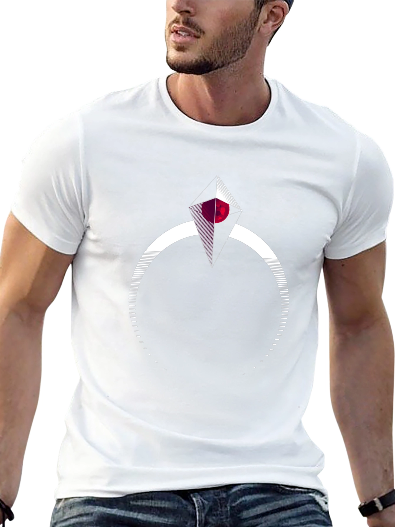 Geometric Diamond Graphic Tee - Modern Style