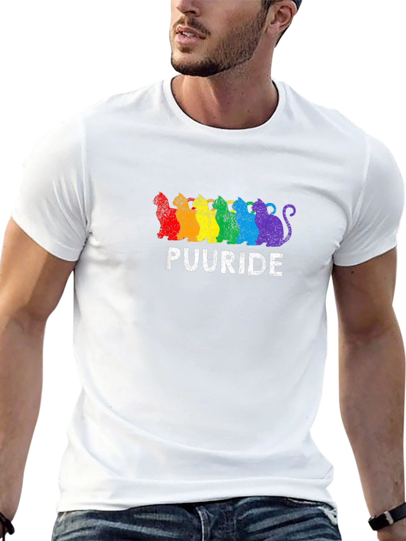PUURIDE Rainbow Cats LGBTQ Pride T-Shirt