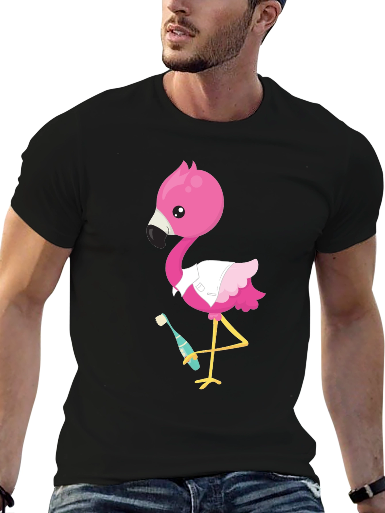 Flamingo Dentist T-Shirt - Funny Cartoon Tee