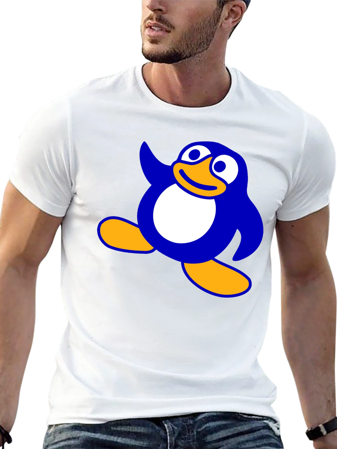 Cartoon Penguin Graphic Black T-Shirt