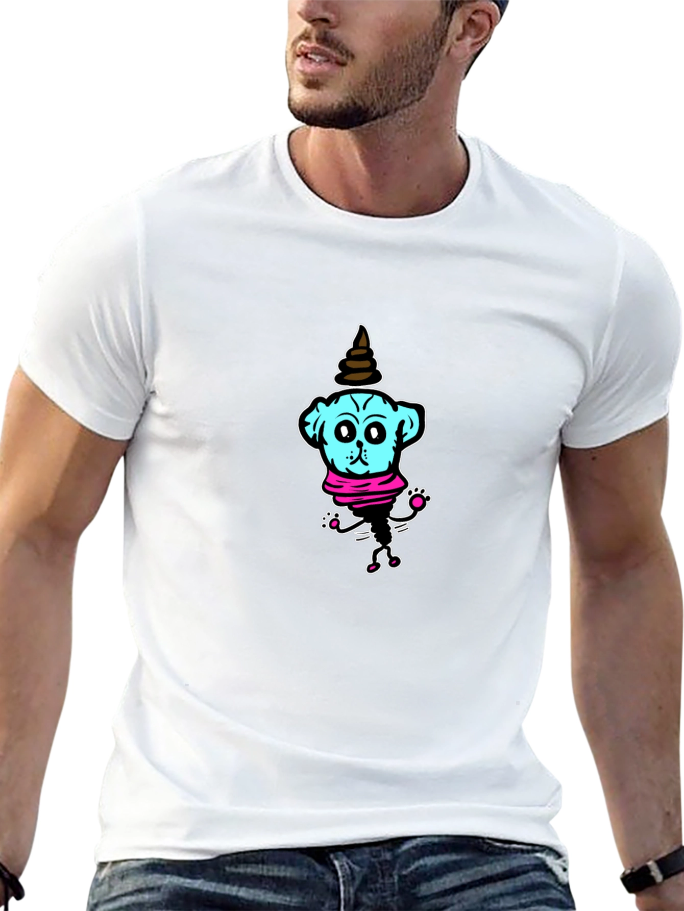 Funny Blue Dog T-Shirt – Quirky Cartoon Graphic Tee