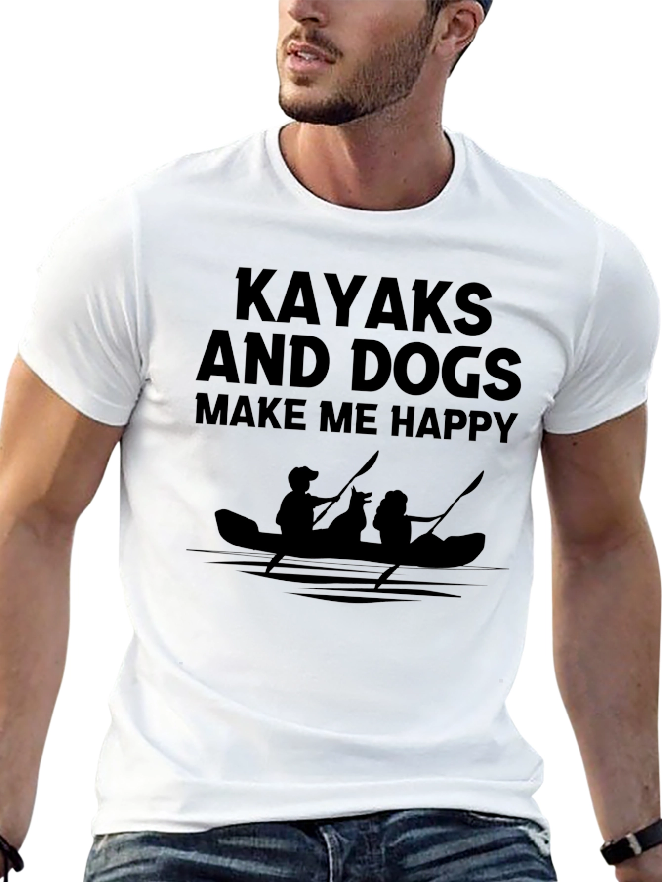 Kayaks & Dogs Make Me Happy T-Shirt – Outdoor Dog Lover Tee