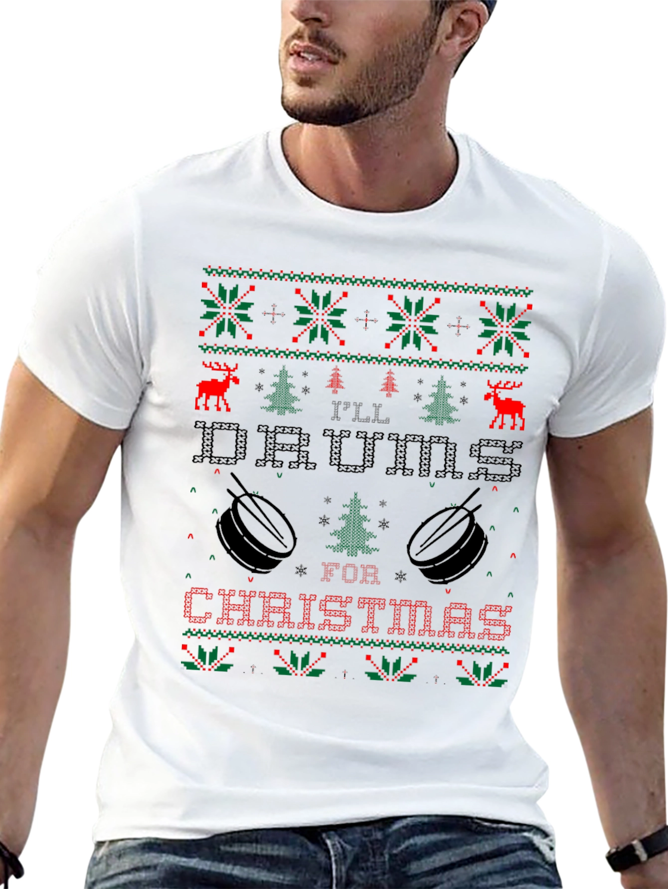 Ill Drums for Christmas Ugly Sweater Style T-Shirt