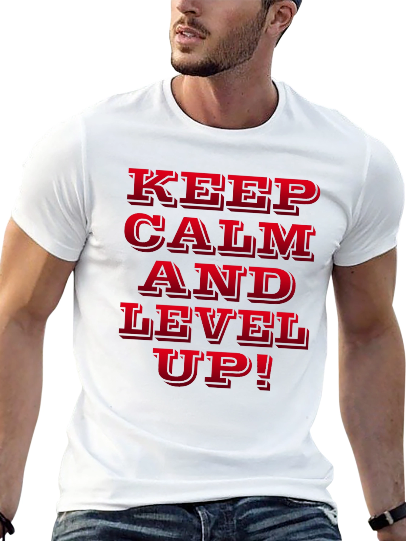 Keep Calm and Level Up Black Graphic Tee