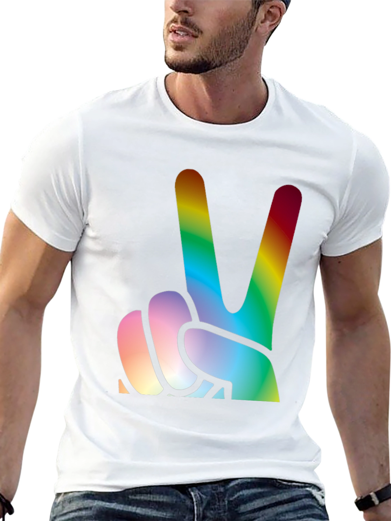 Rainbow Peace Sign Graphic Tee