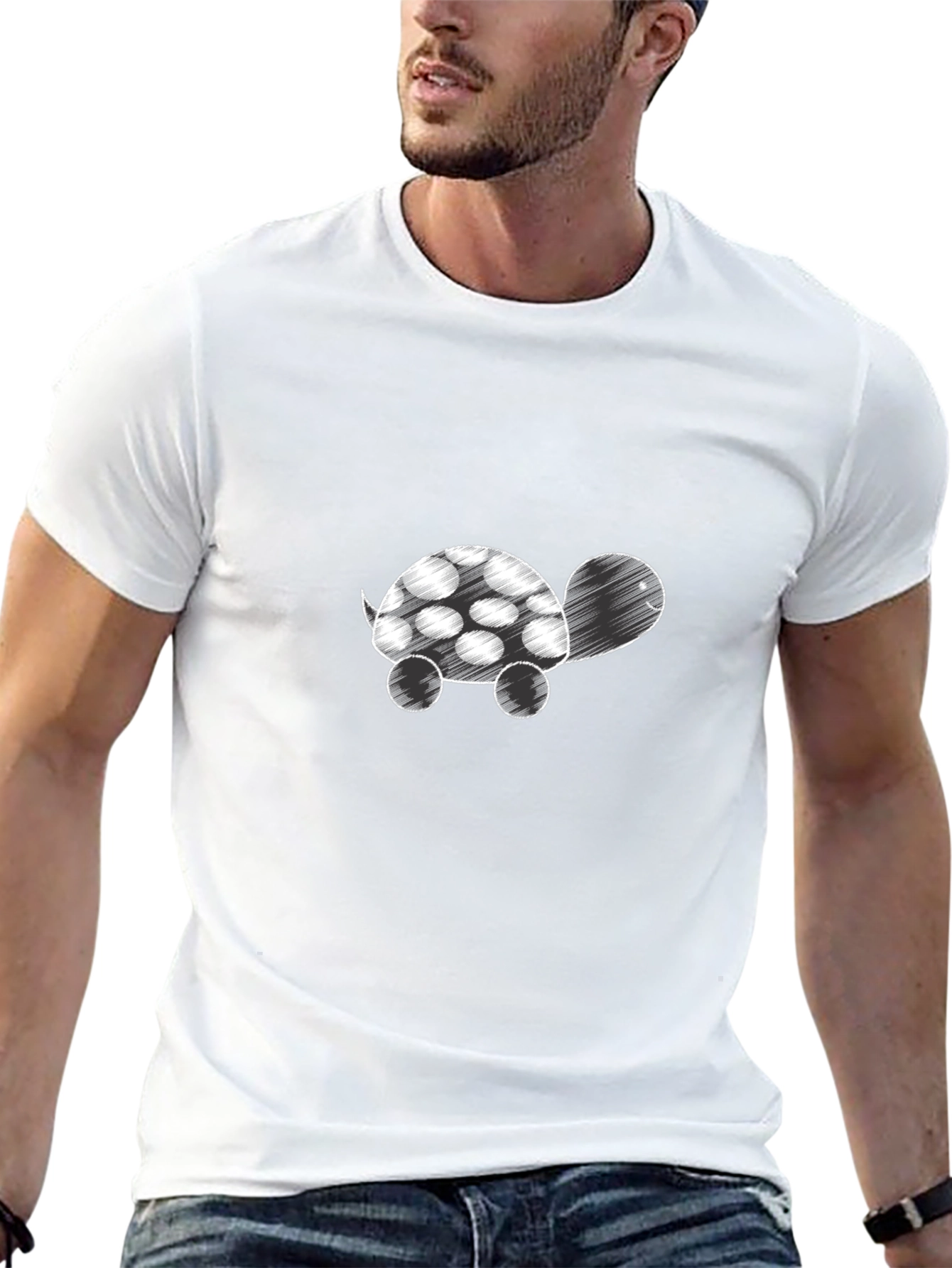 Cute Turtle Graphic Tee - Black Cotton Shirt