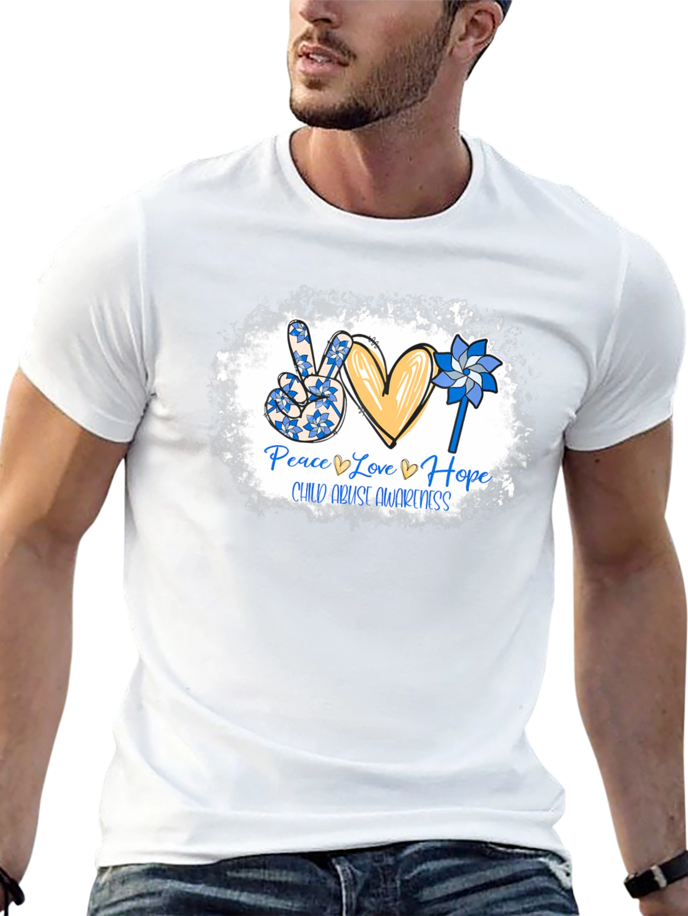 Child Abuse Awareness T-Shirt: Peace Love Hope