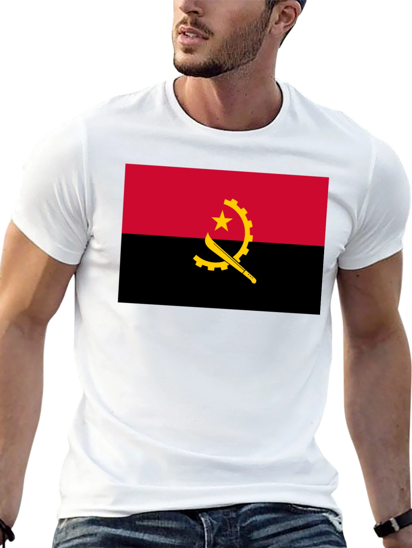 Angola Flag Graphic T-Shirt - Black