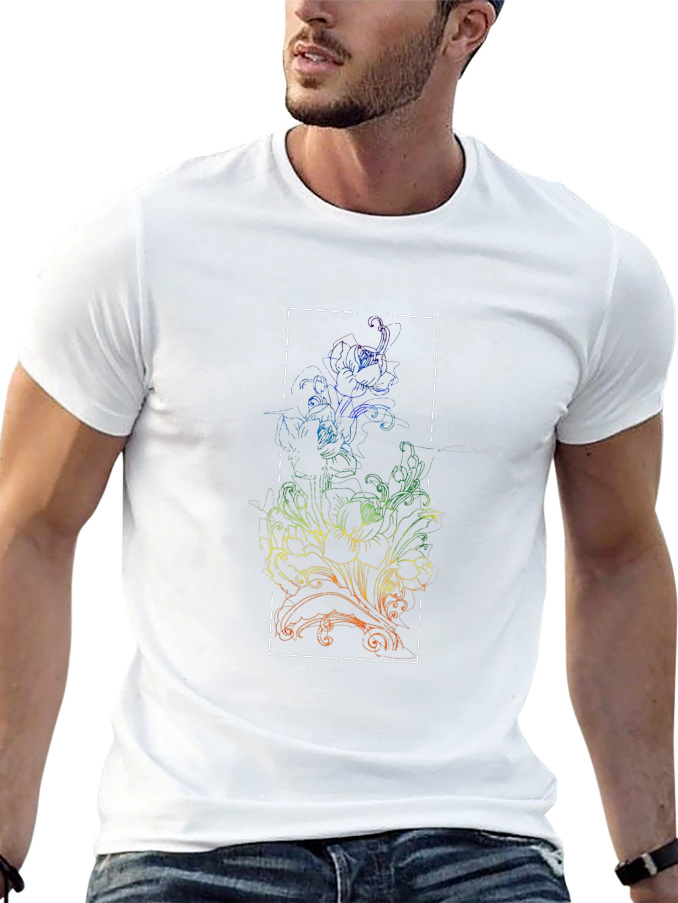 Rainbow Floral Graphic Black T-Shirt