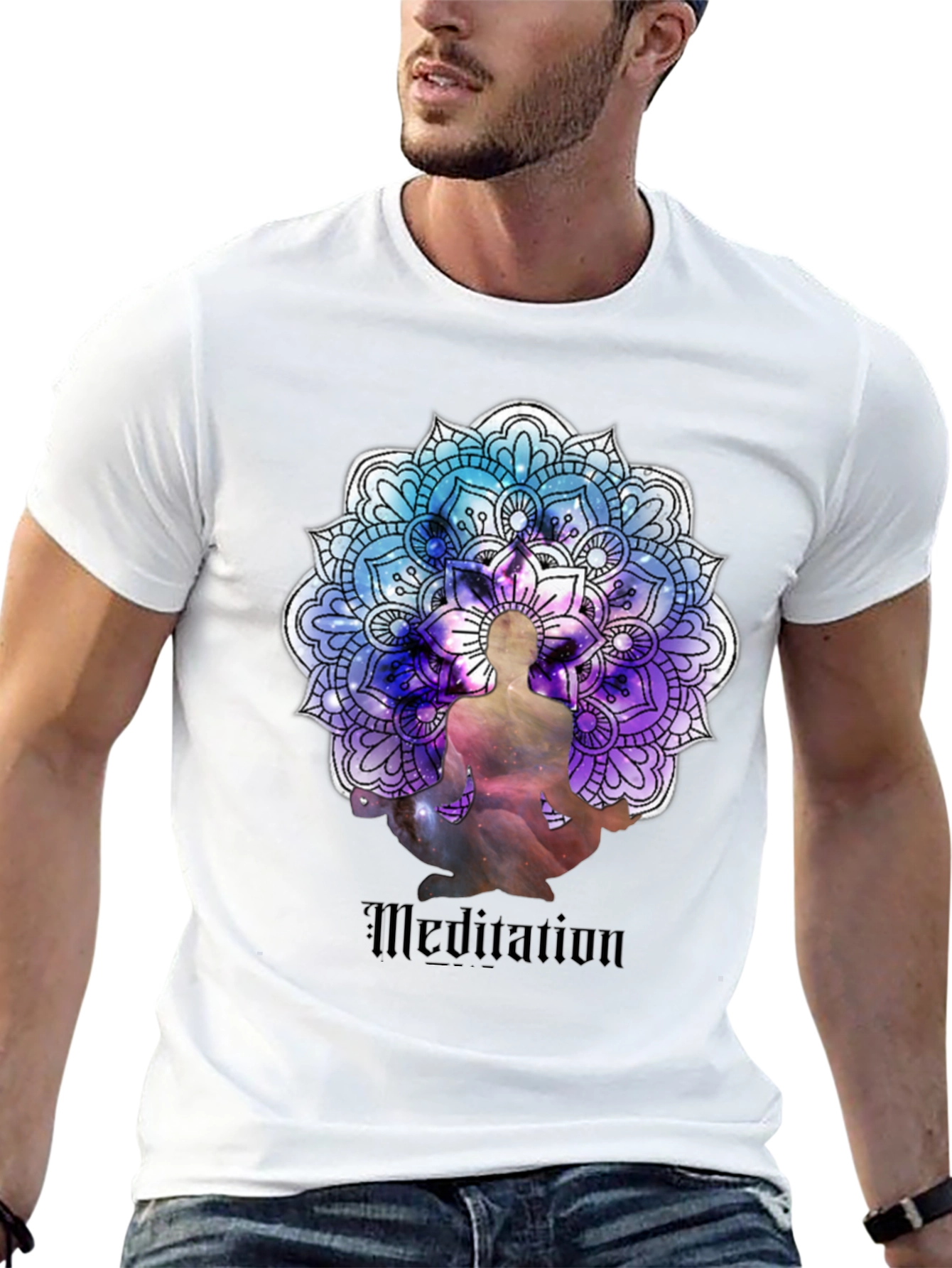 Meditation Mandala Graphic Black T-Shirt