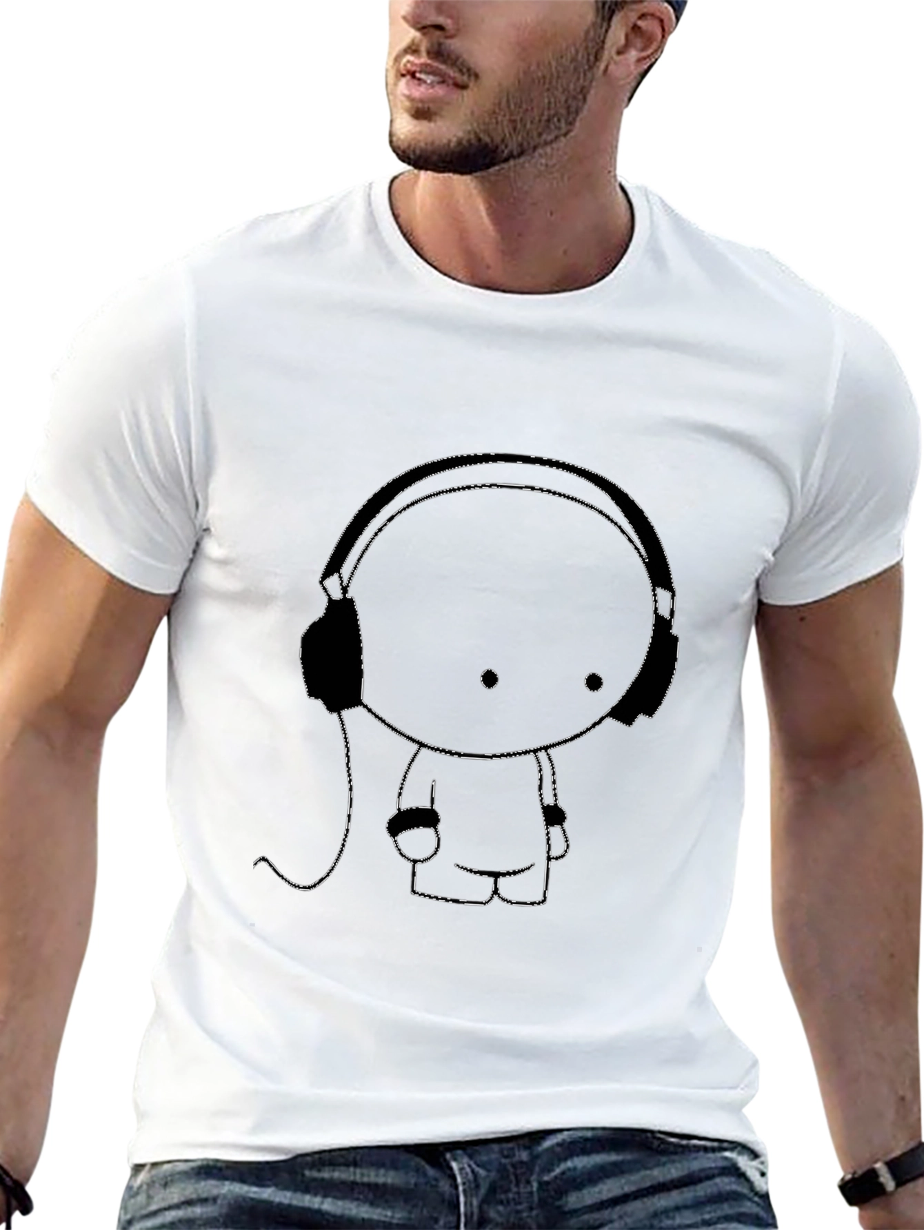 Cool Graphic Tee - Cartoon Character with Headphones