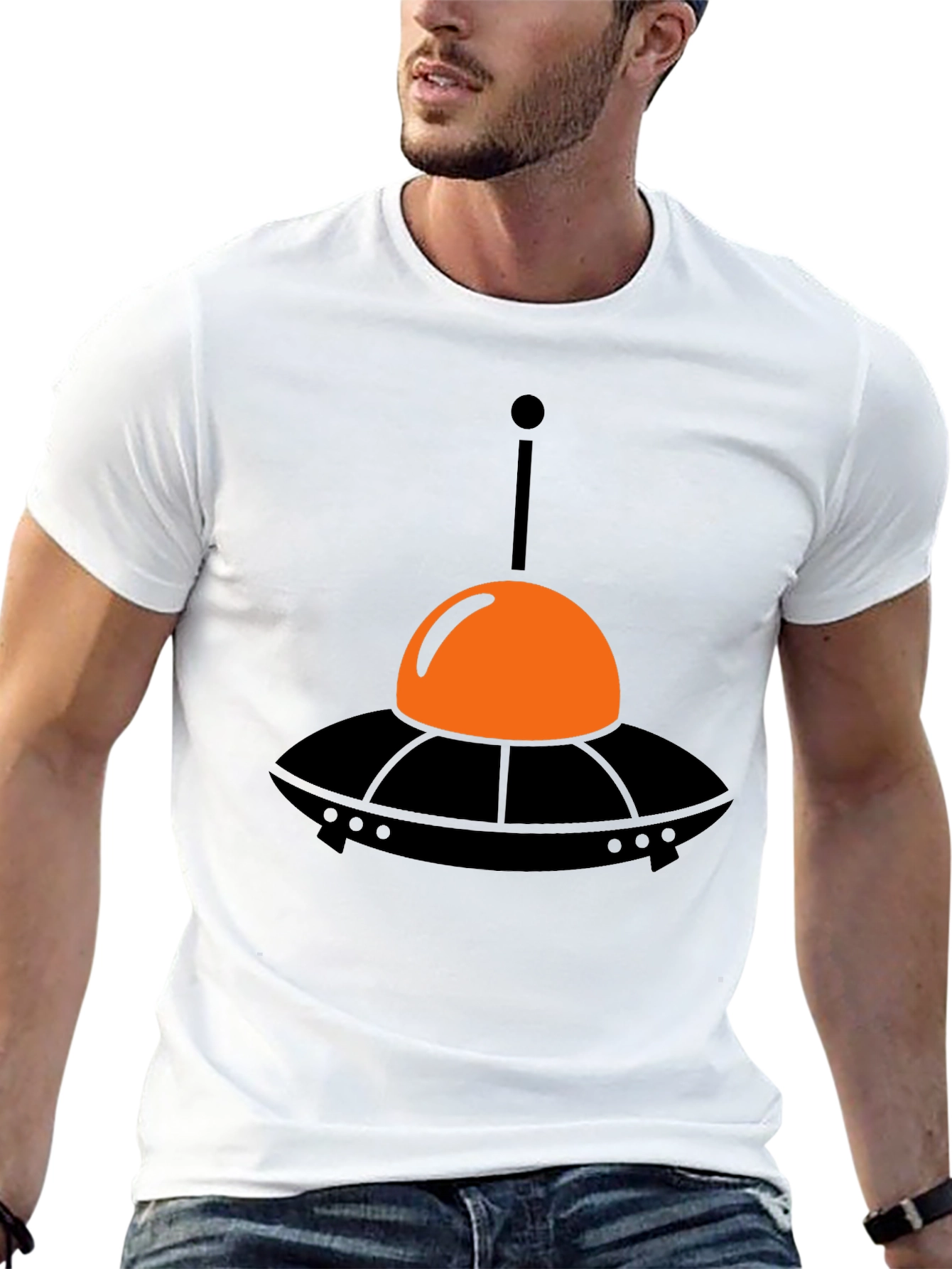 UFO Graphic Tee - Black Cotton T-Shirt