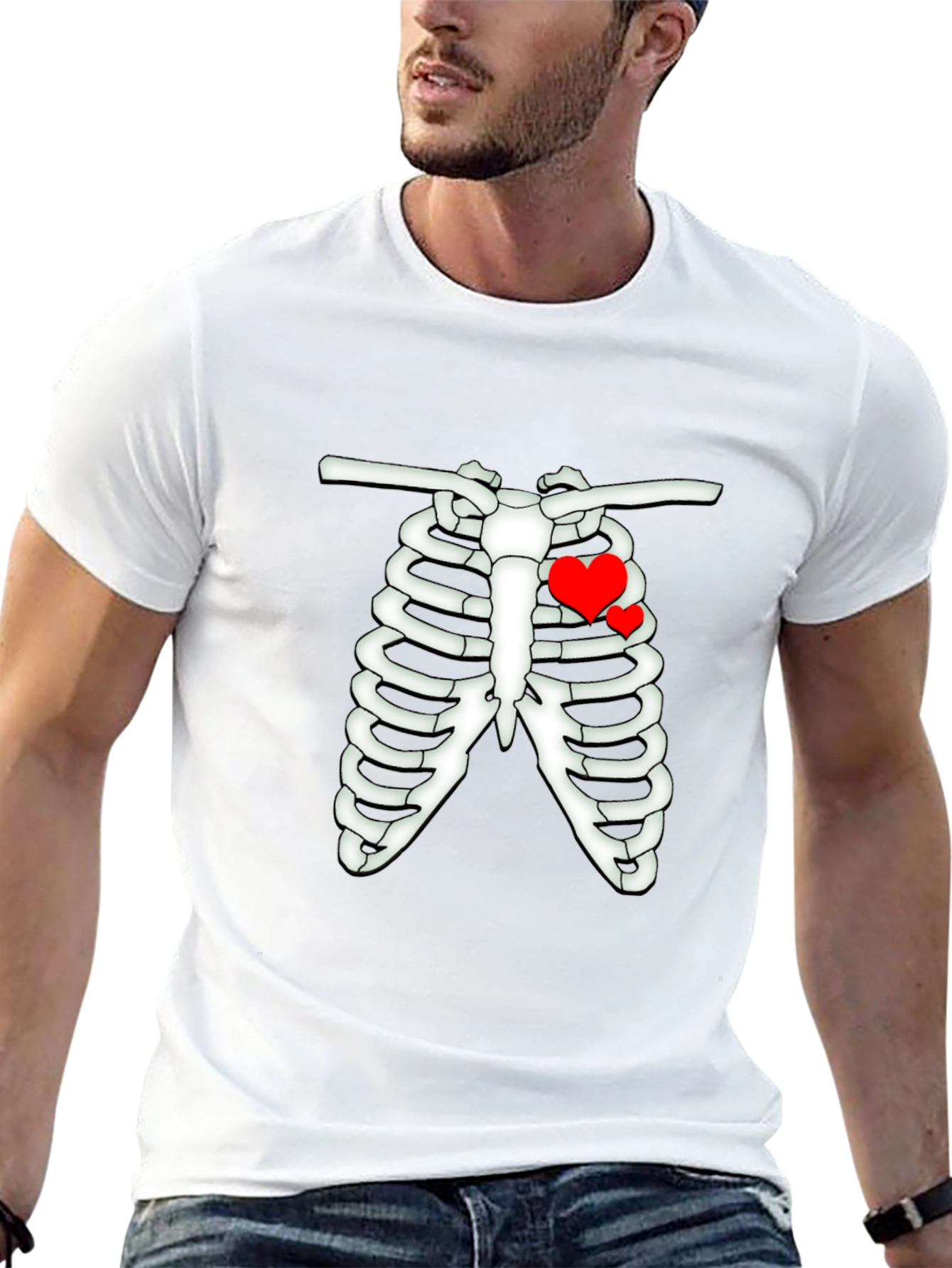 Heart Rib Cage Graphic Tee - Mens Black T-Shirt