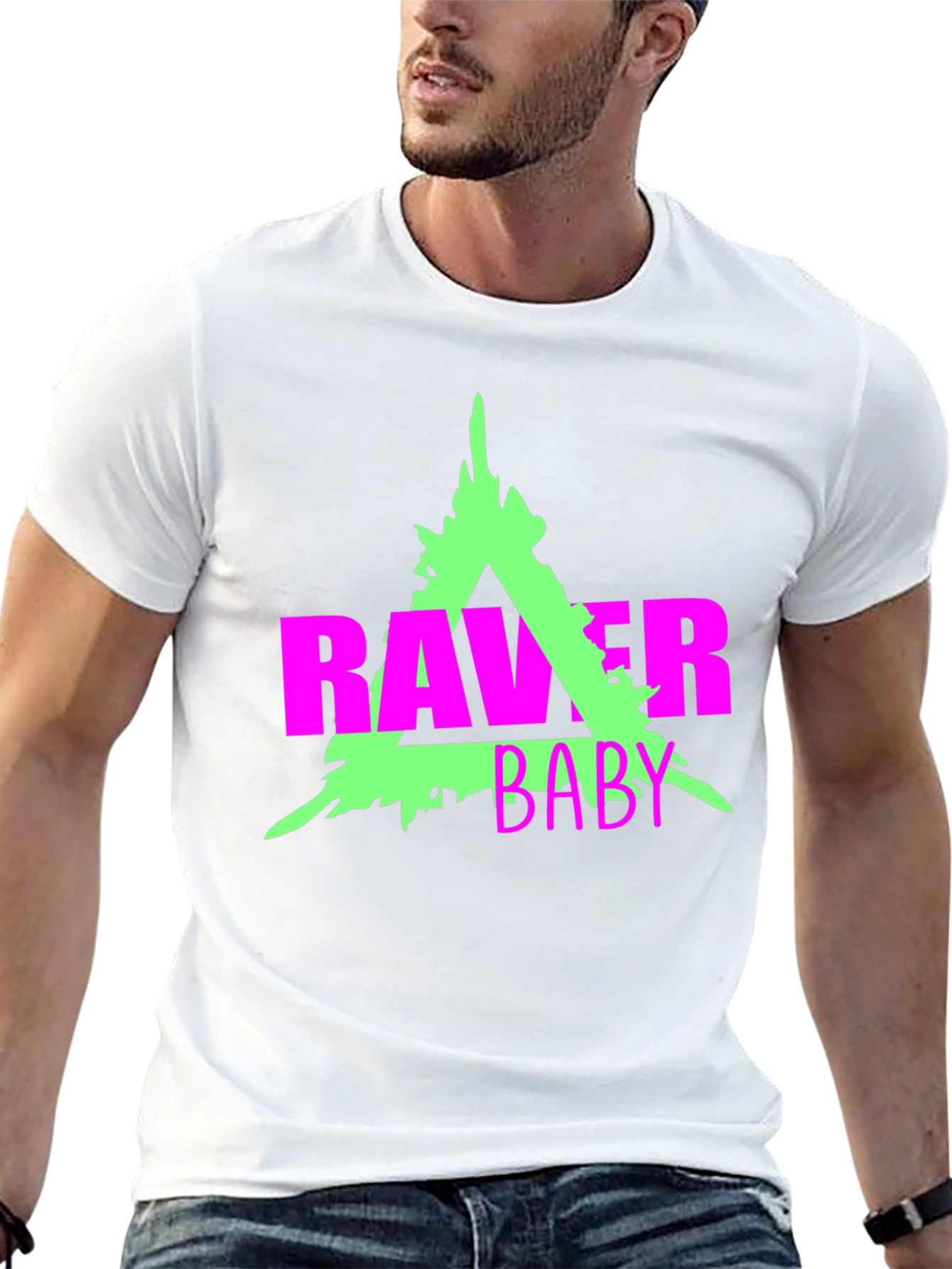 Raver Baby Graphic Tee - Neon Rave Culture Shirt
