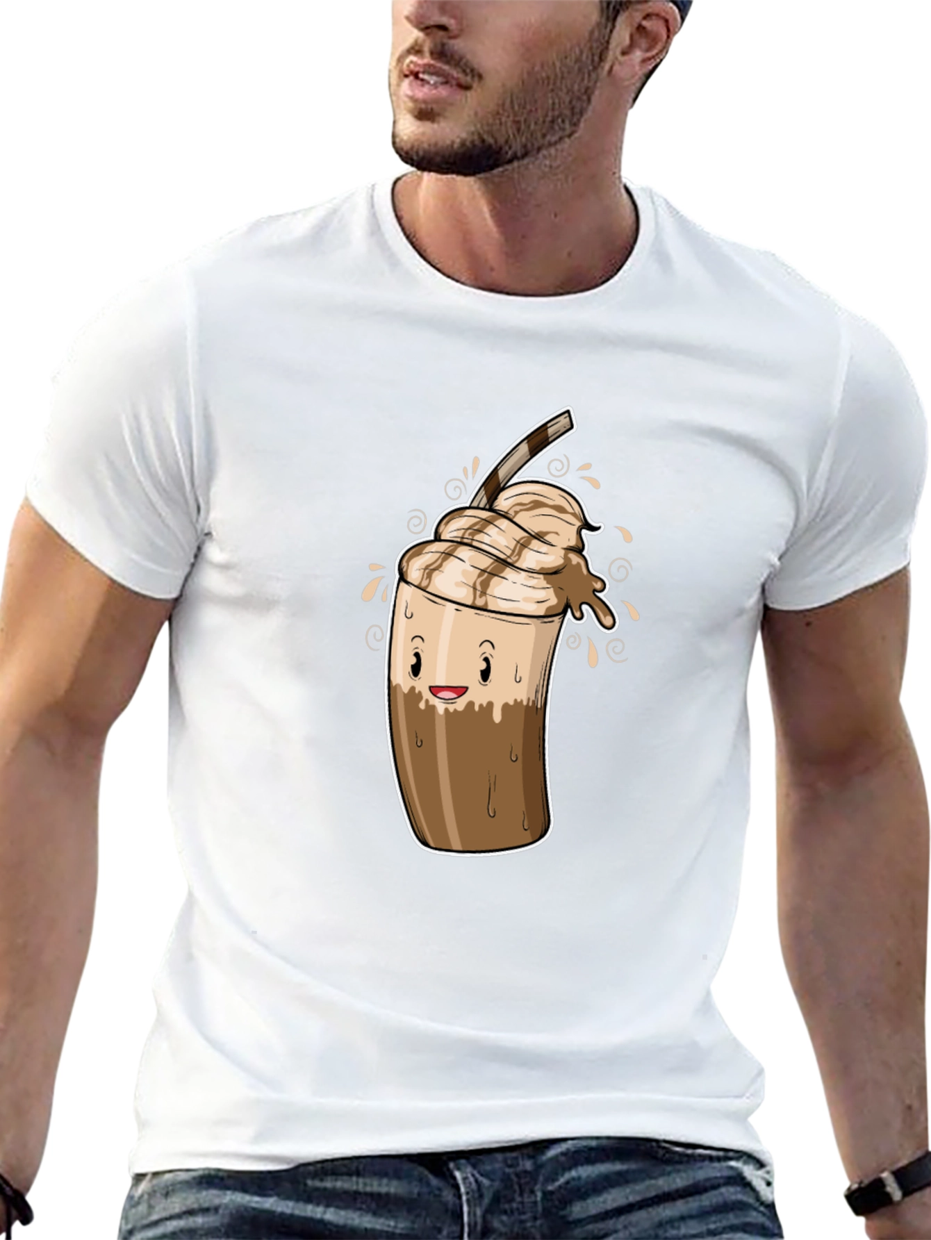 Cool Coffee Cartoon Graphic Black T-Shirt