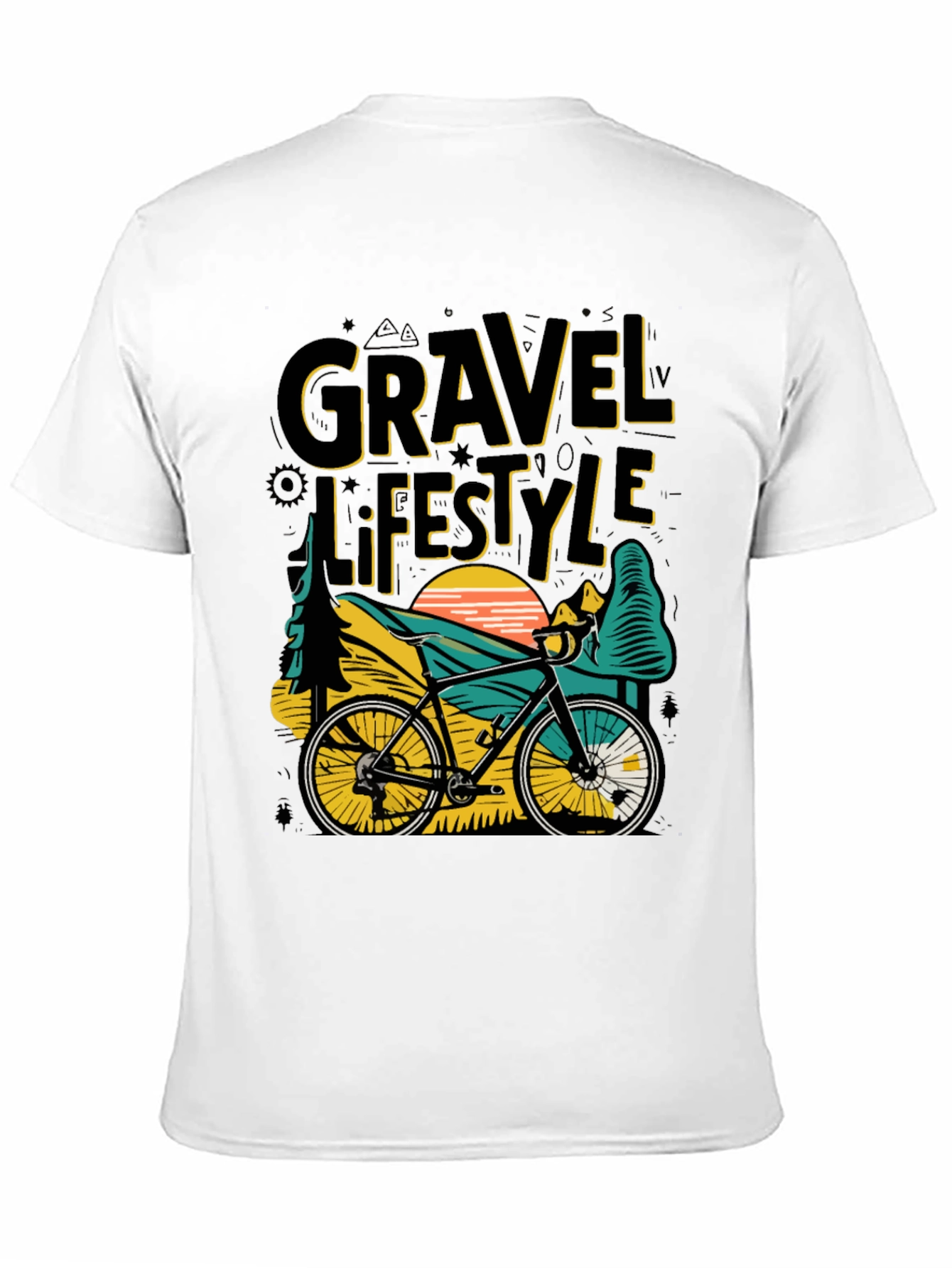 Gravel Lifestyle Black T-Shirt Cycling Adventure Tee