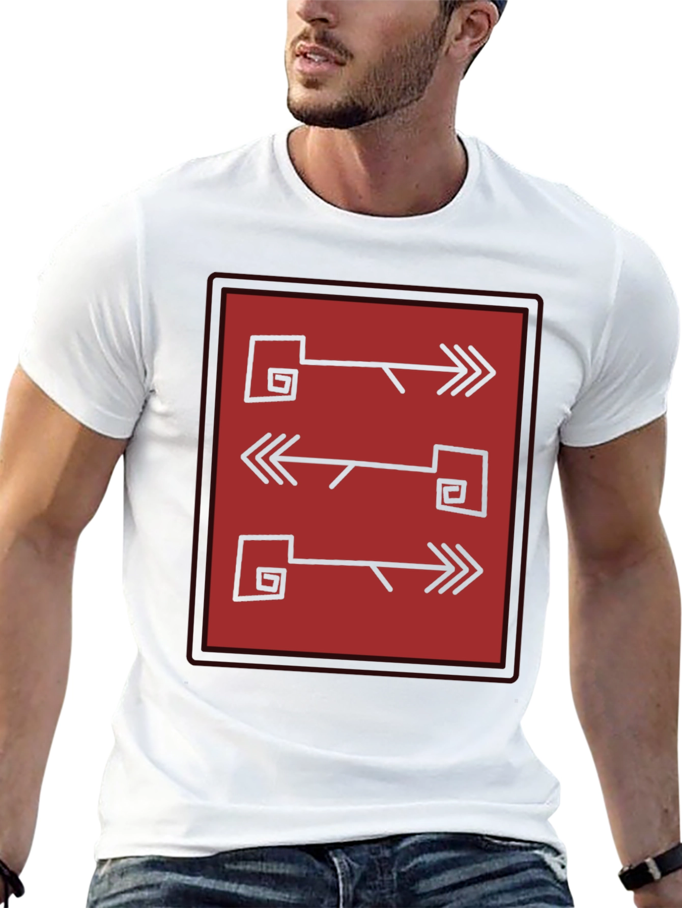 Abstract Arrows Graphic Tee - Mens Black Shirt