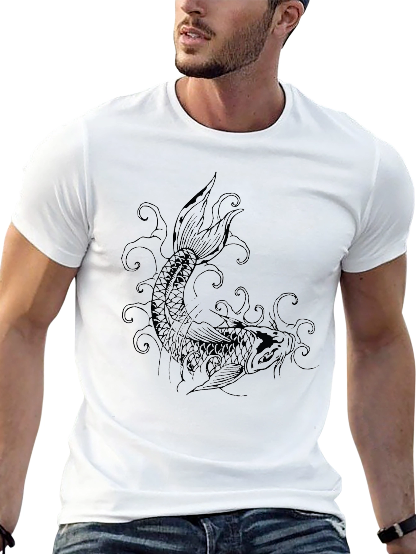 Black Koi Fish Graphic Tee