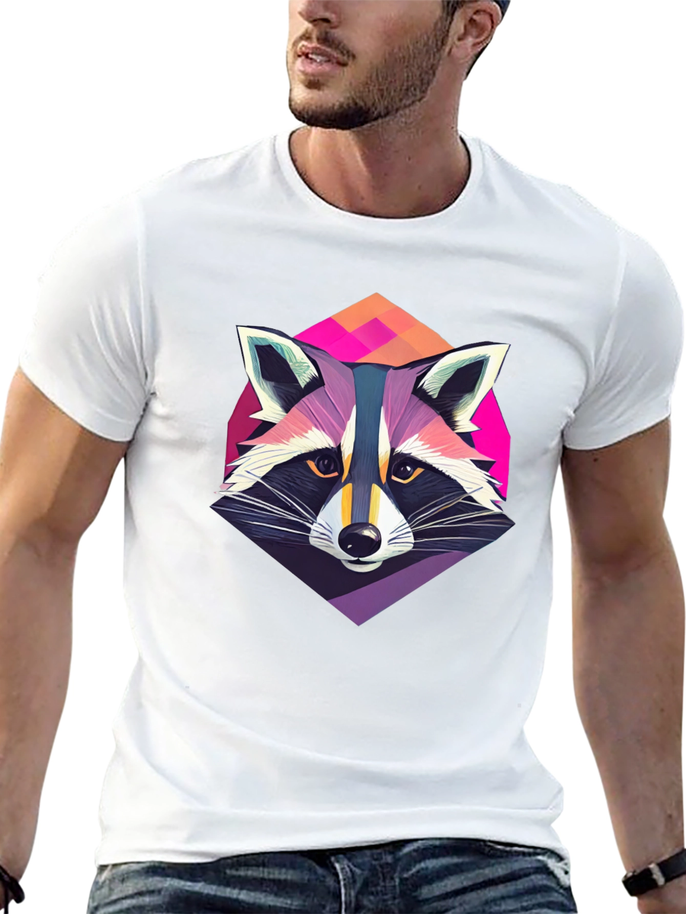 Cool Raccoon Graphic Tee - Mens Black T-Shirt