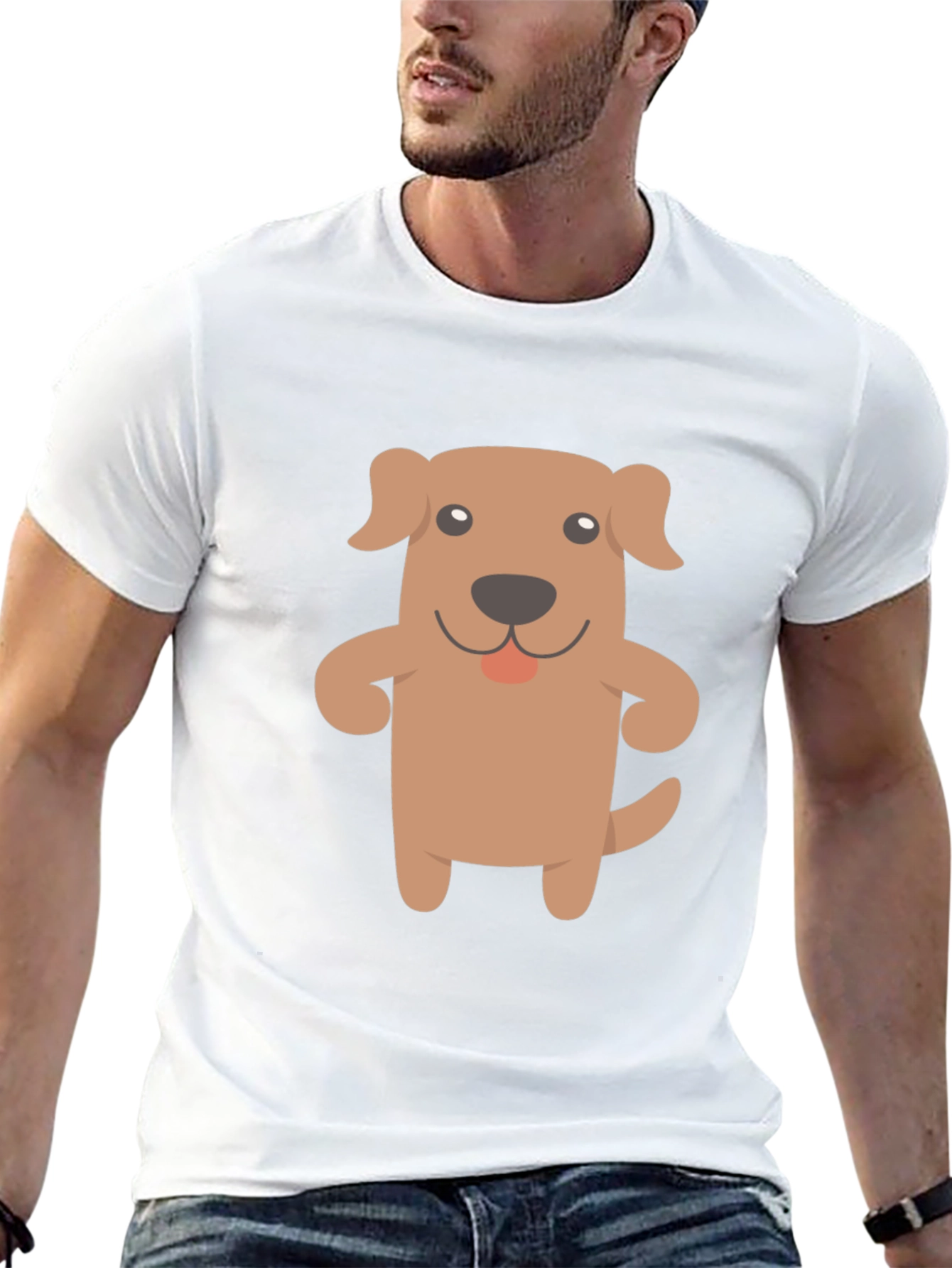 Cartoon Dog Graphic Black T-Shirt