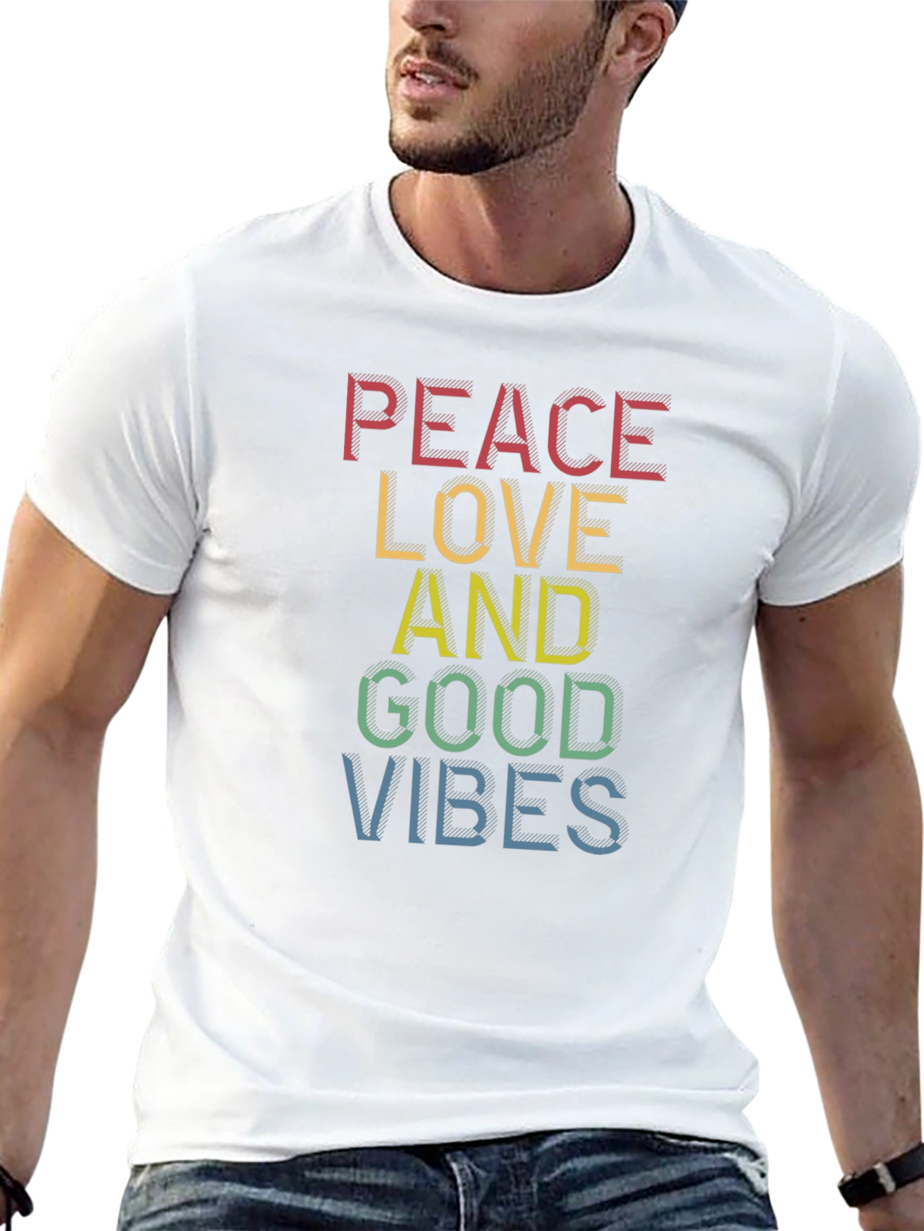 Peace Love Good Vibes T-Shirt - Stylish Graphic Tee