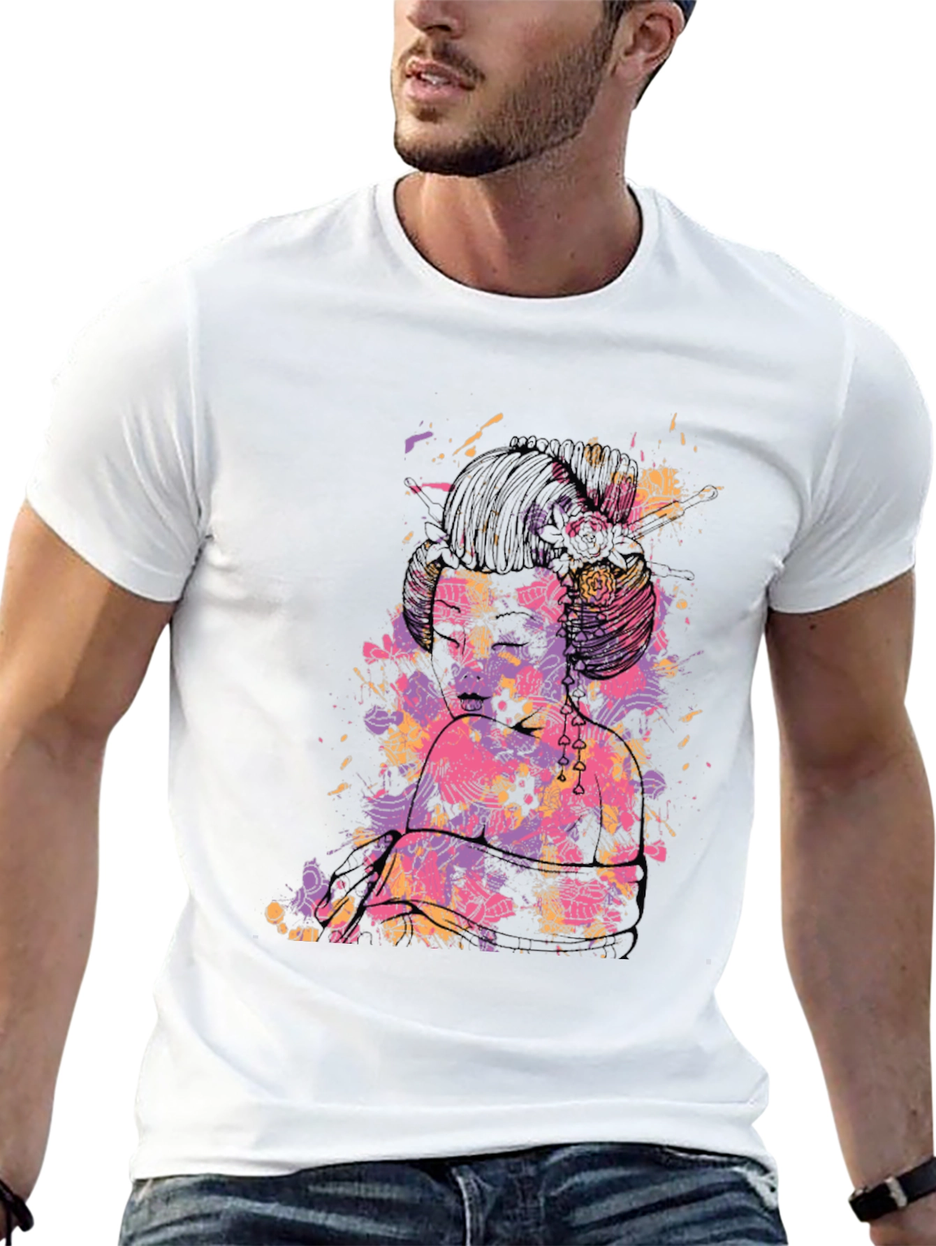 Abstract Floral Graphic Black T-Shirt