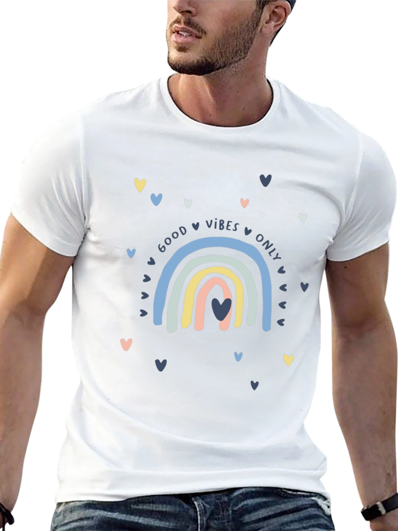 Good Vibes Rainbow Graphic Tee - Black