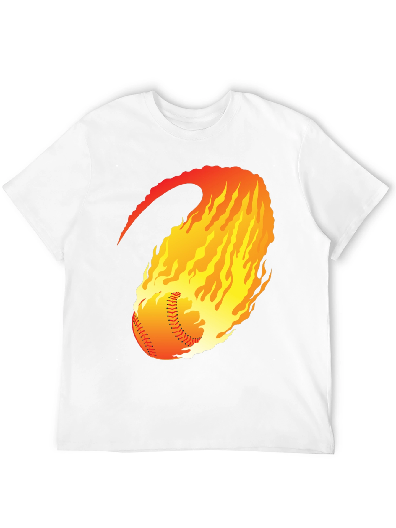 Flaming Baseball Graphic T-Shirt