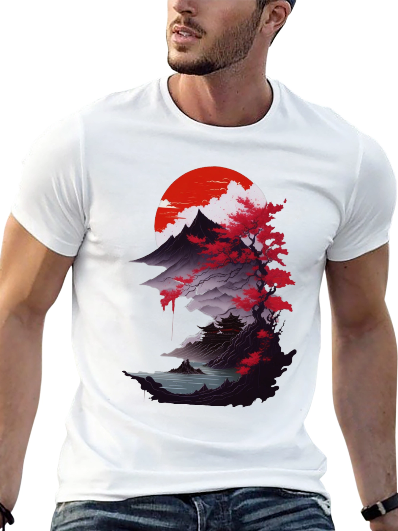Japanese Sunset Graphic Tee - Black