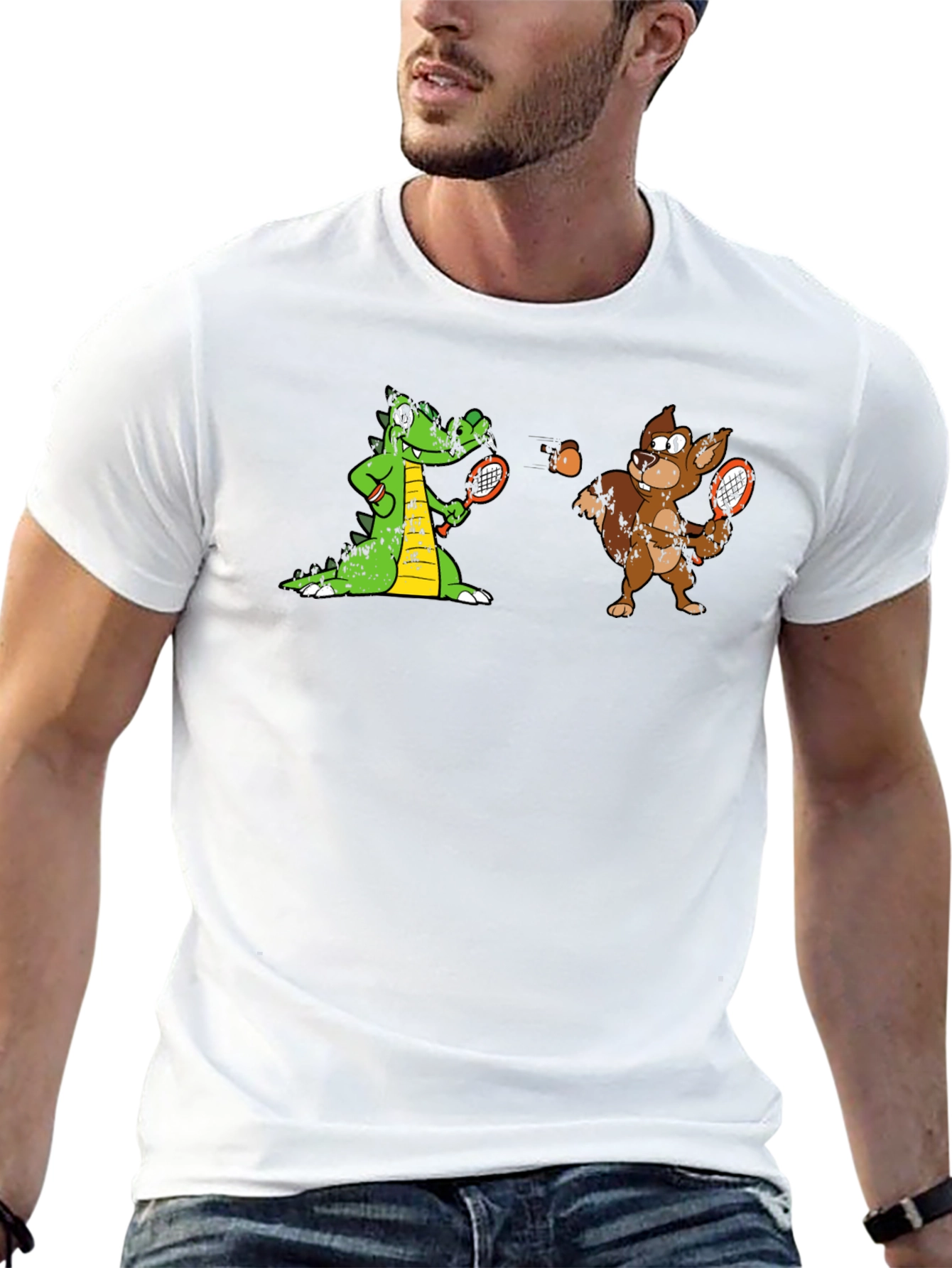 Tennis Crocodile vs Squirrel Graphic Tee