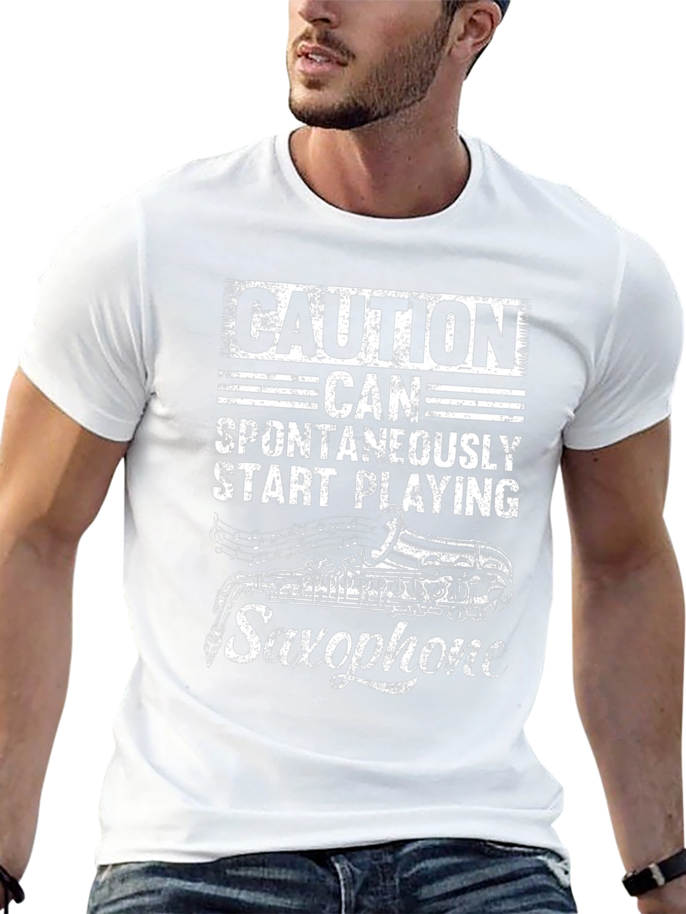 Caution Saxophone T-Shirt - Musician Humor Tee