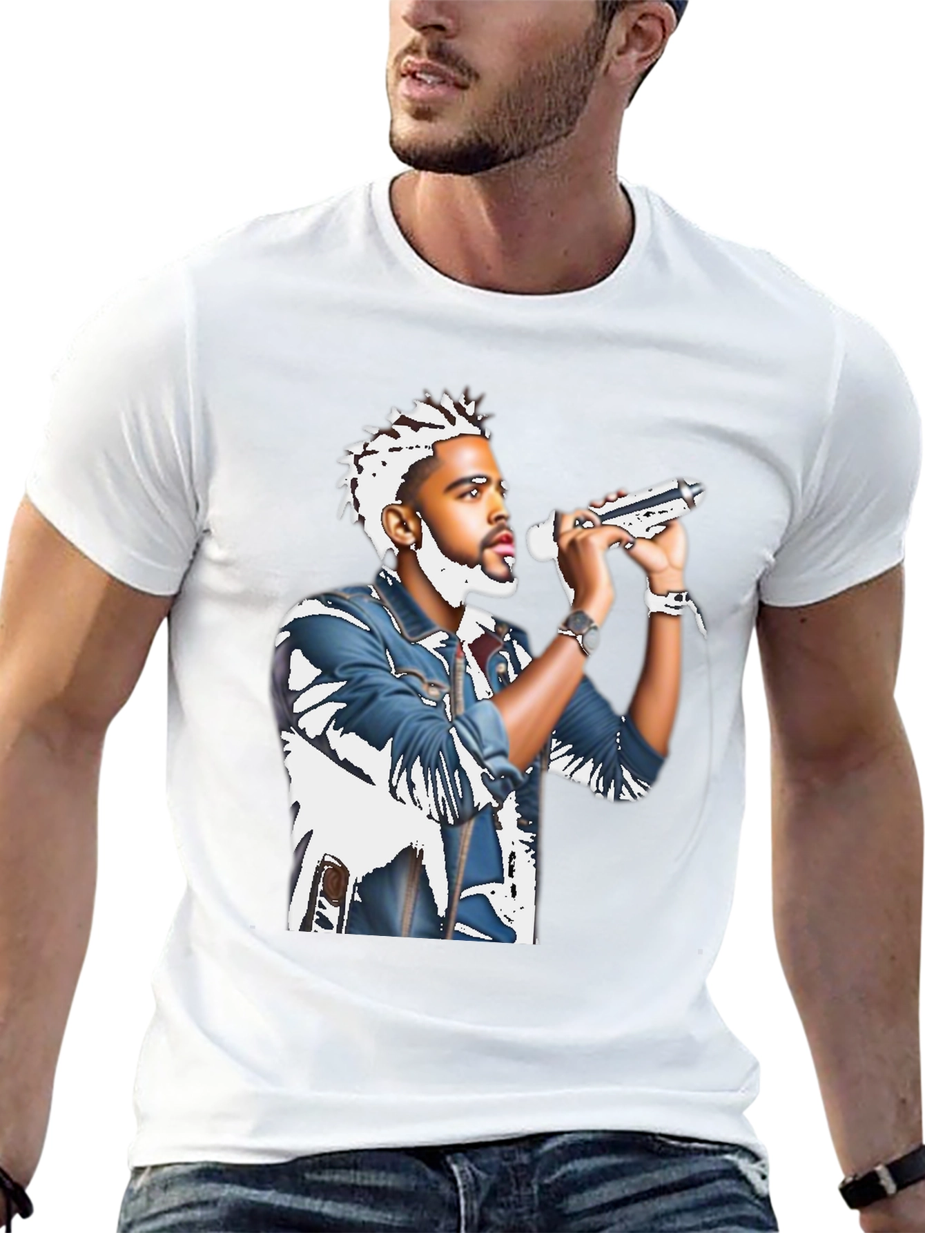 Black T-Shirt with Musician Graphic