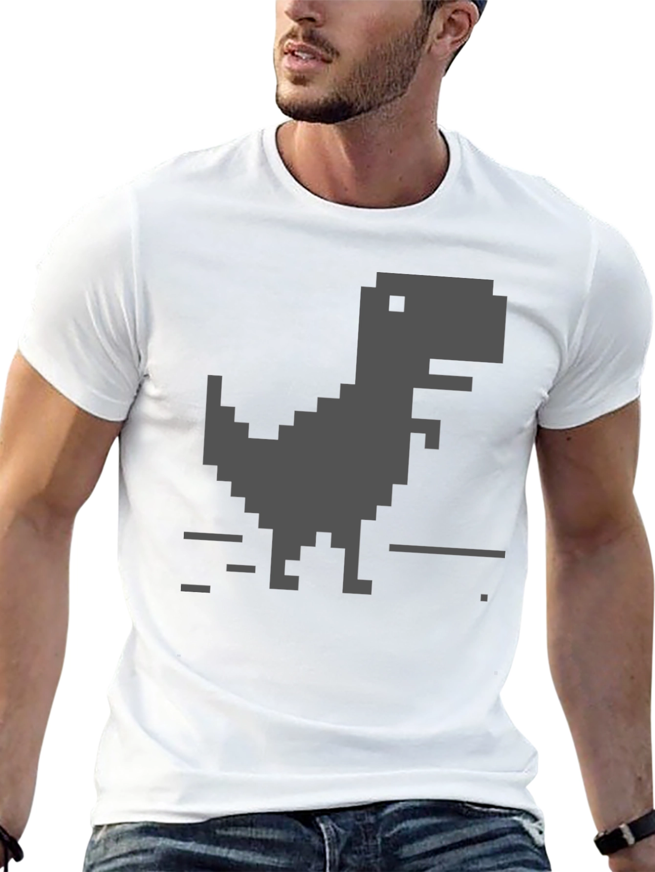 Pixel Dinosaur Black T-Shirt
