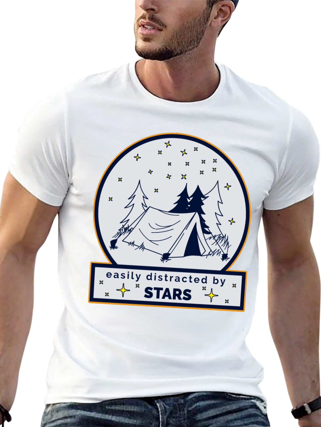 Easily Distracted By Stars Camping T-Shirt