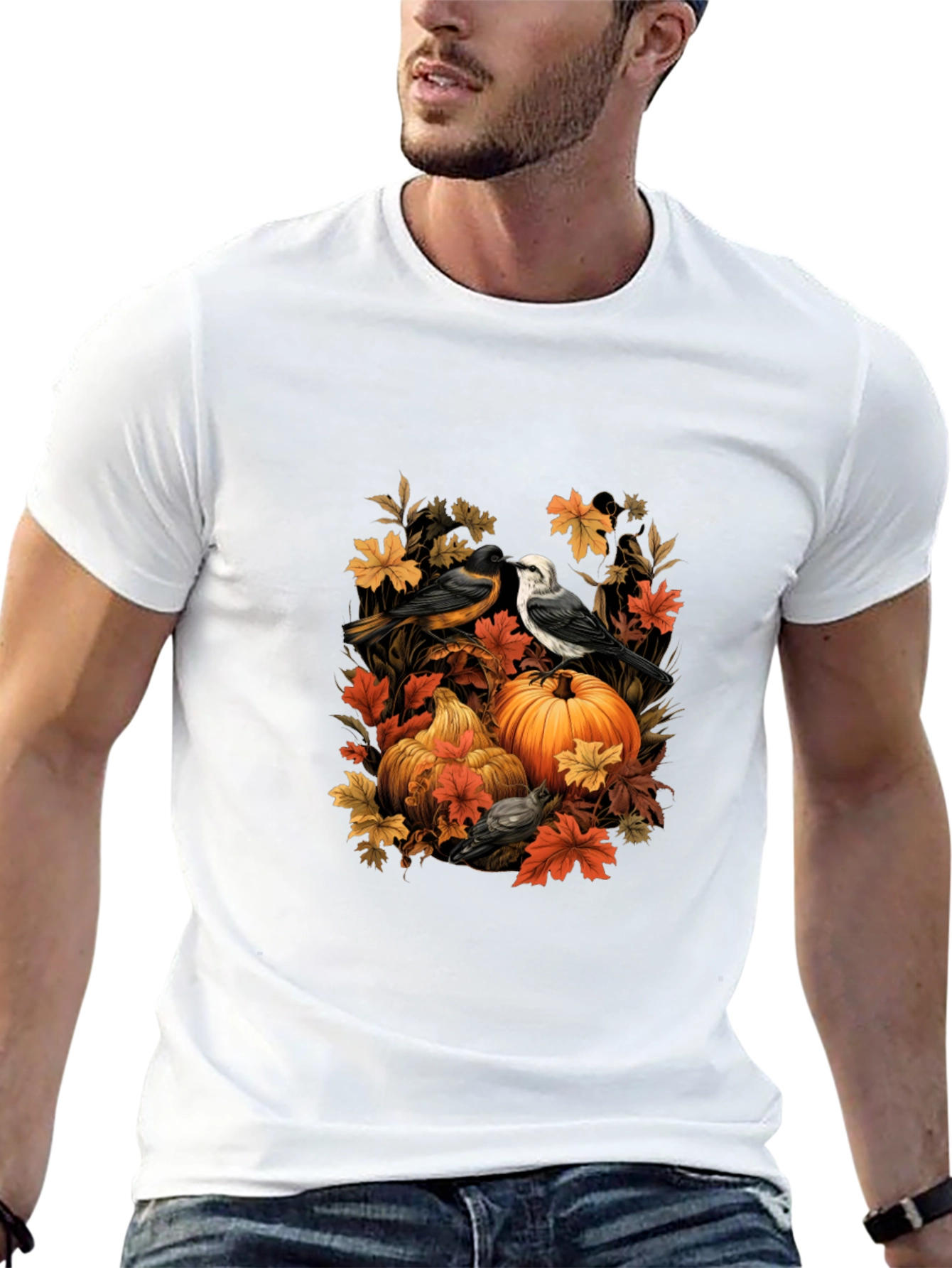 Autumn Birds & Pumpkins Graphic Tee