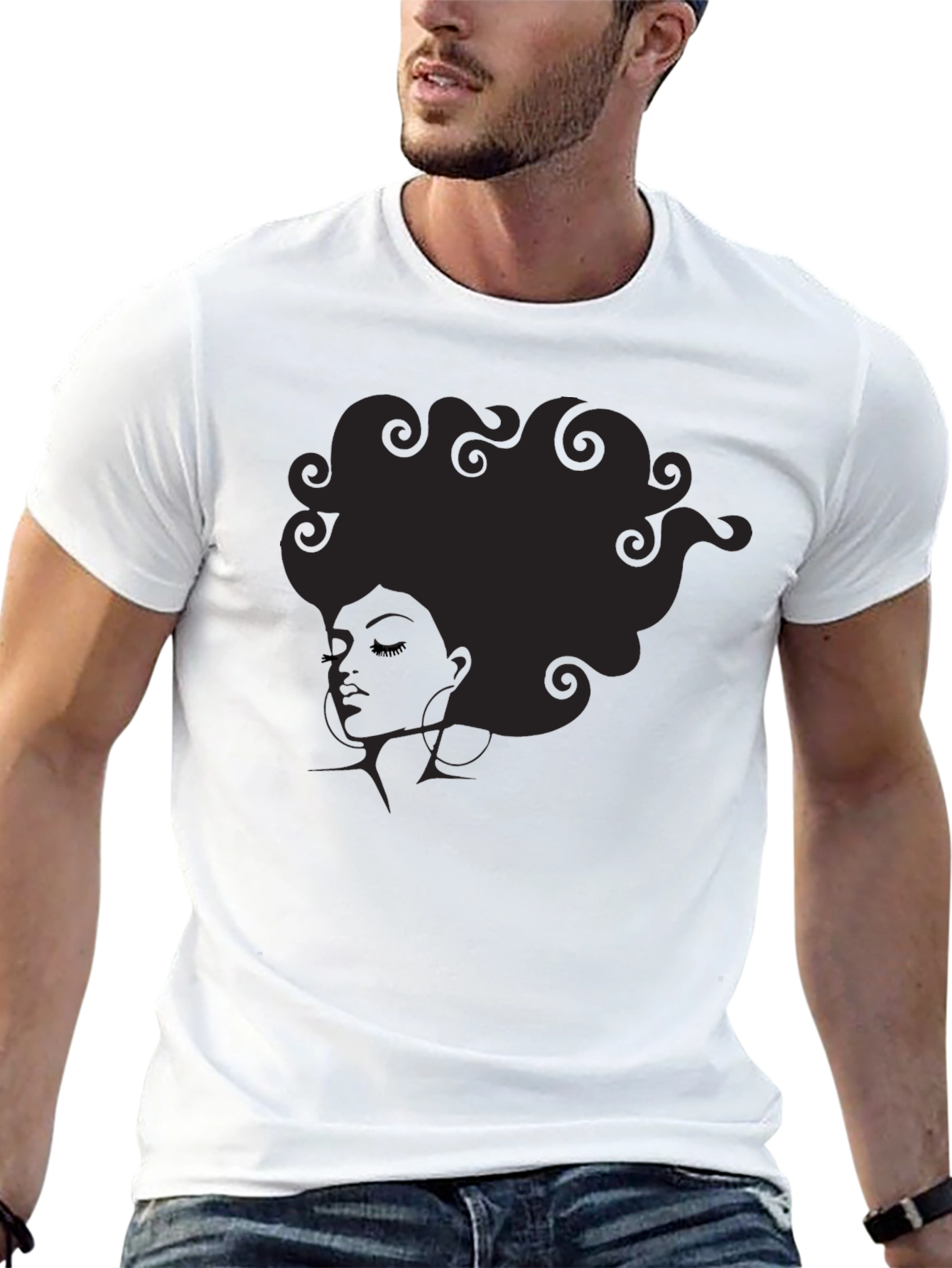 Afro Lady Graphic Black T-Shirt