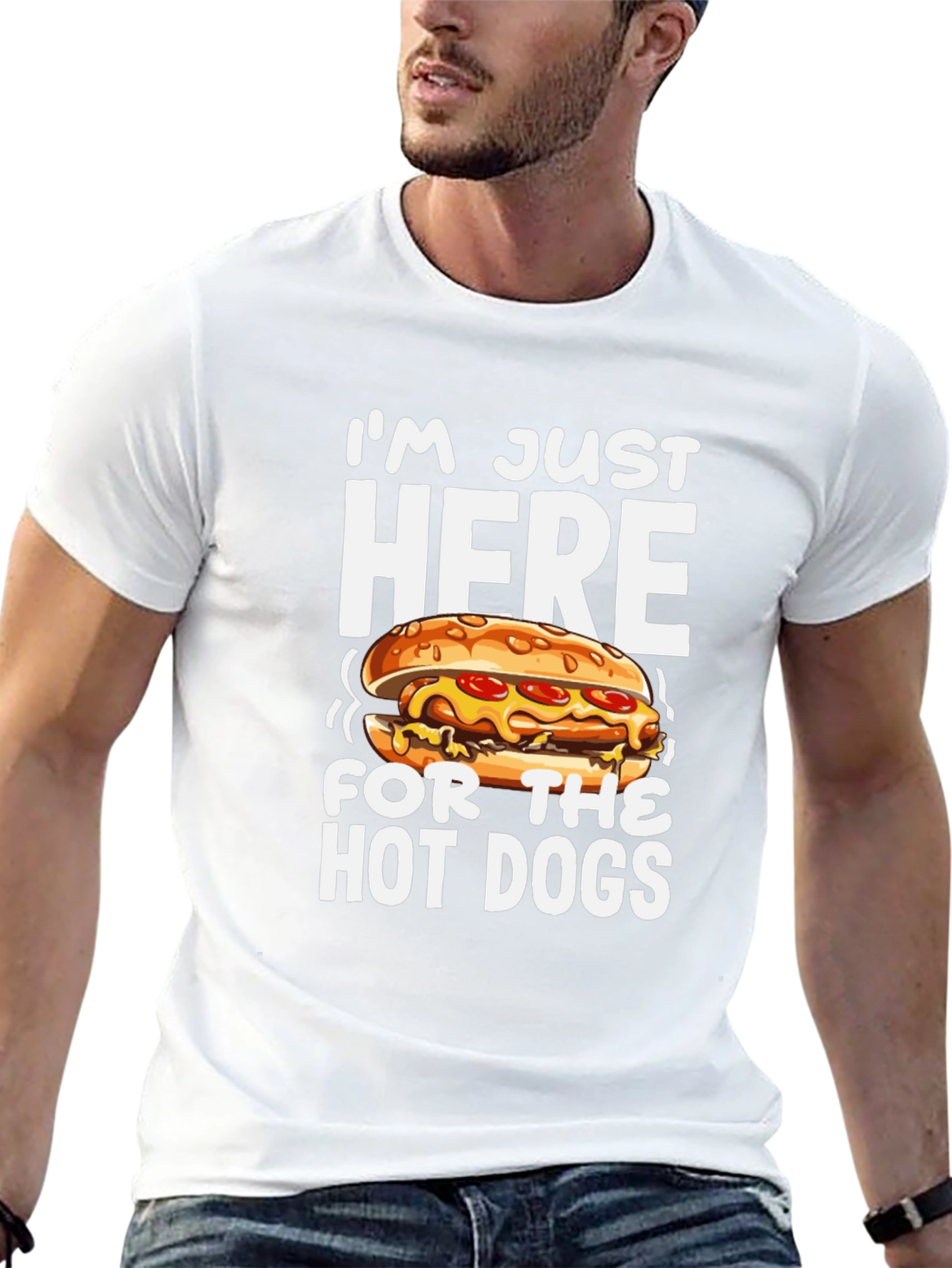 I’m Just Here For The Hot Dogs T-Shirt – Funny Food Lover Tee