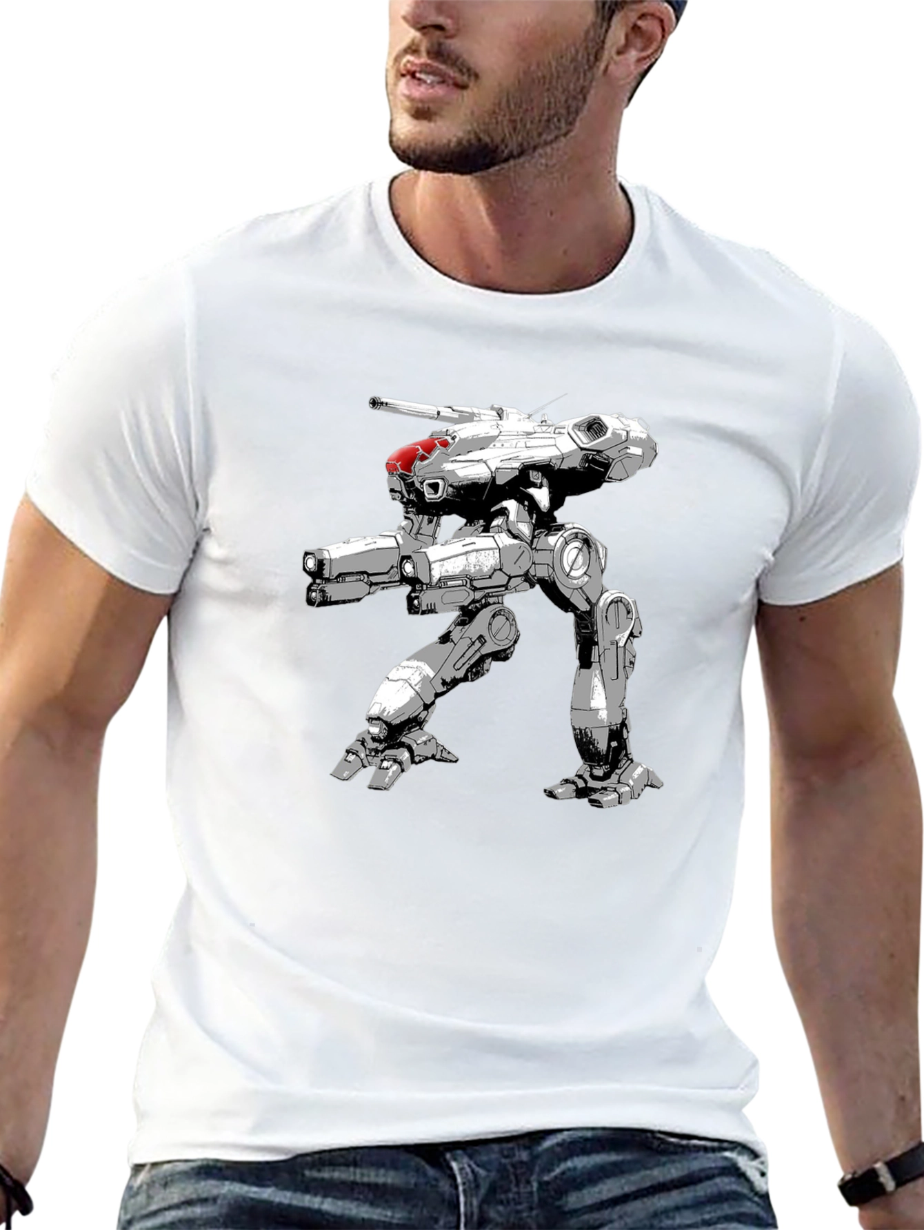 Robot Mech Warrior Black T-Shirt - Sci-Fi Style