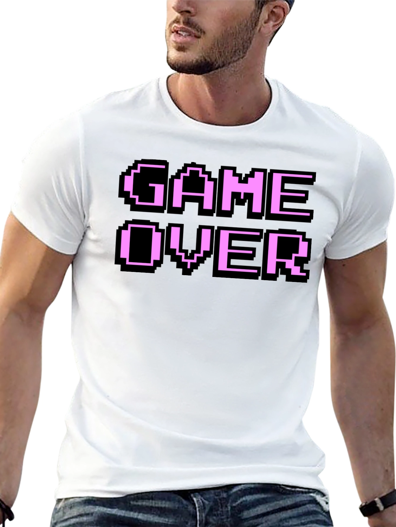 Game Over Pixel Art Black T-Shirt
